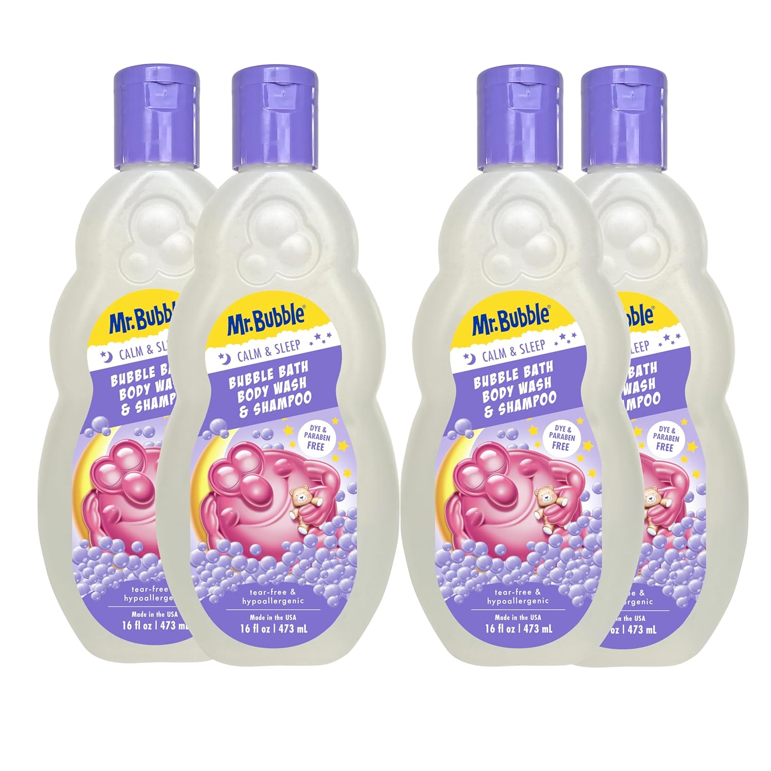 Mr. Bubble Calm and Sleep 3in1 Bubble Bath, Body Wash & Shampoo, 16 oz., Pack of 4