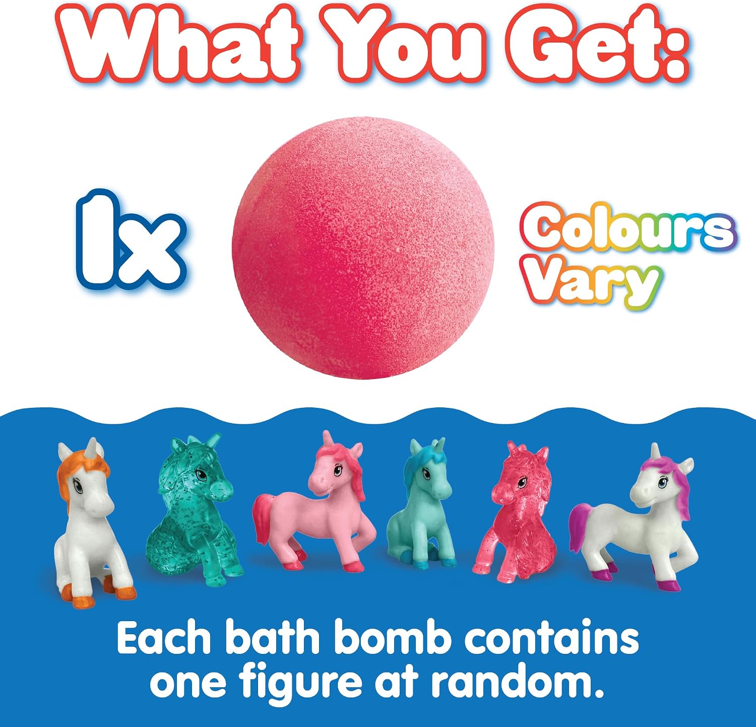 Zimpli Kids Large Unicorn Surprise Bath Bomb, 1 of 6 Surprise Unicorn Toys to Collect, One per Baff Bomb, Children's Collectable Bath Toy