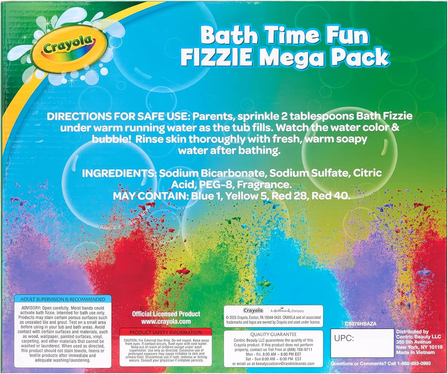 Crayola Bath Fizzies 16-Piece Deluxe Pack, Scented Water Coloring Dust Packets for Kids and Tweens, Non-Toxic and Stain Free Bath Toys
