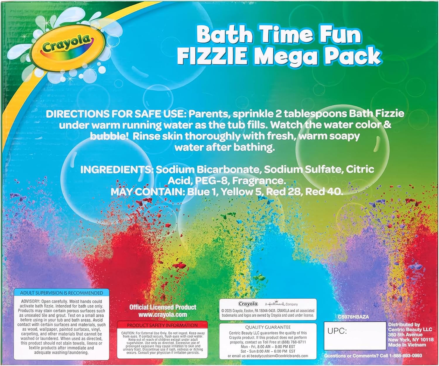 Crayola Bath Fizzies 16-Piece Deluxe Pack, Scented Water Coloring Dust Packets for Kids and Tweens, Non-Toxic and Stain Free Bath Toys