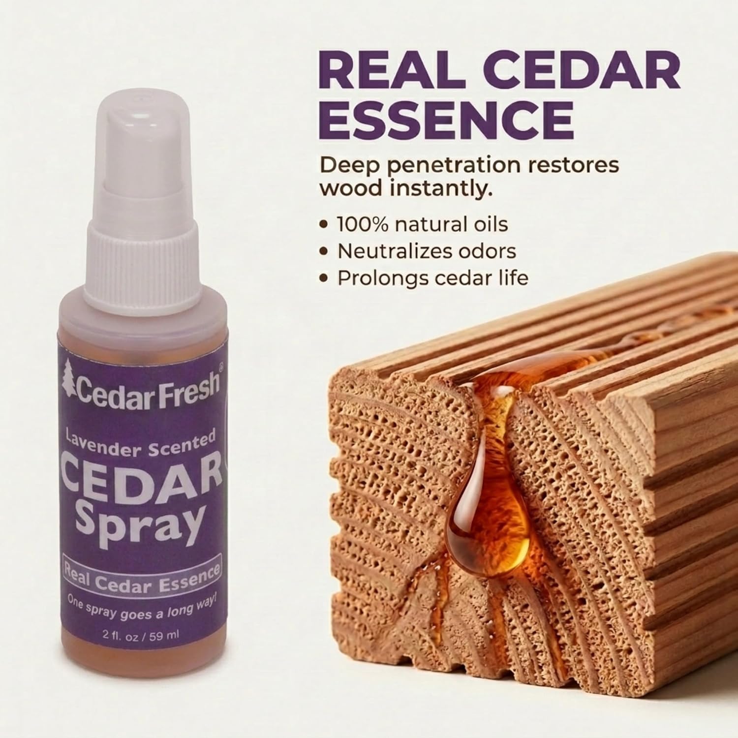 Household Essentials CedarFresh Lavender Cedar Power Spray, 2-Ounce Concentrated Essence for Blocks, Hangers, Closets, Drawers, Chests & Wardrobe Freshening