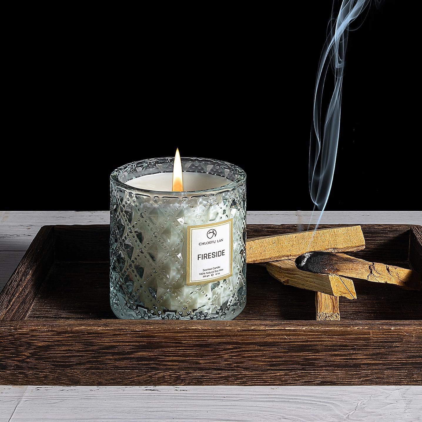 Smokey Fireside Scented Candle Gifts for Men Cashmeran Leather Candles for Home Scented, 55 Hours Long Burning, 8.1 Ounce Premium Soy Wax