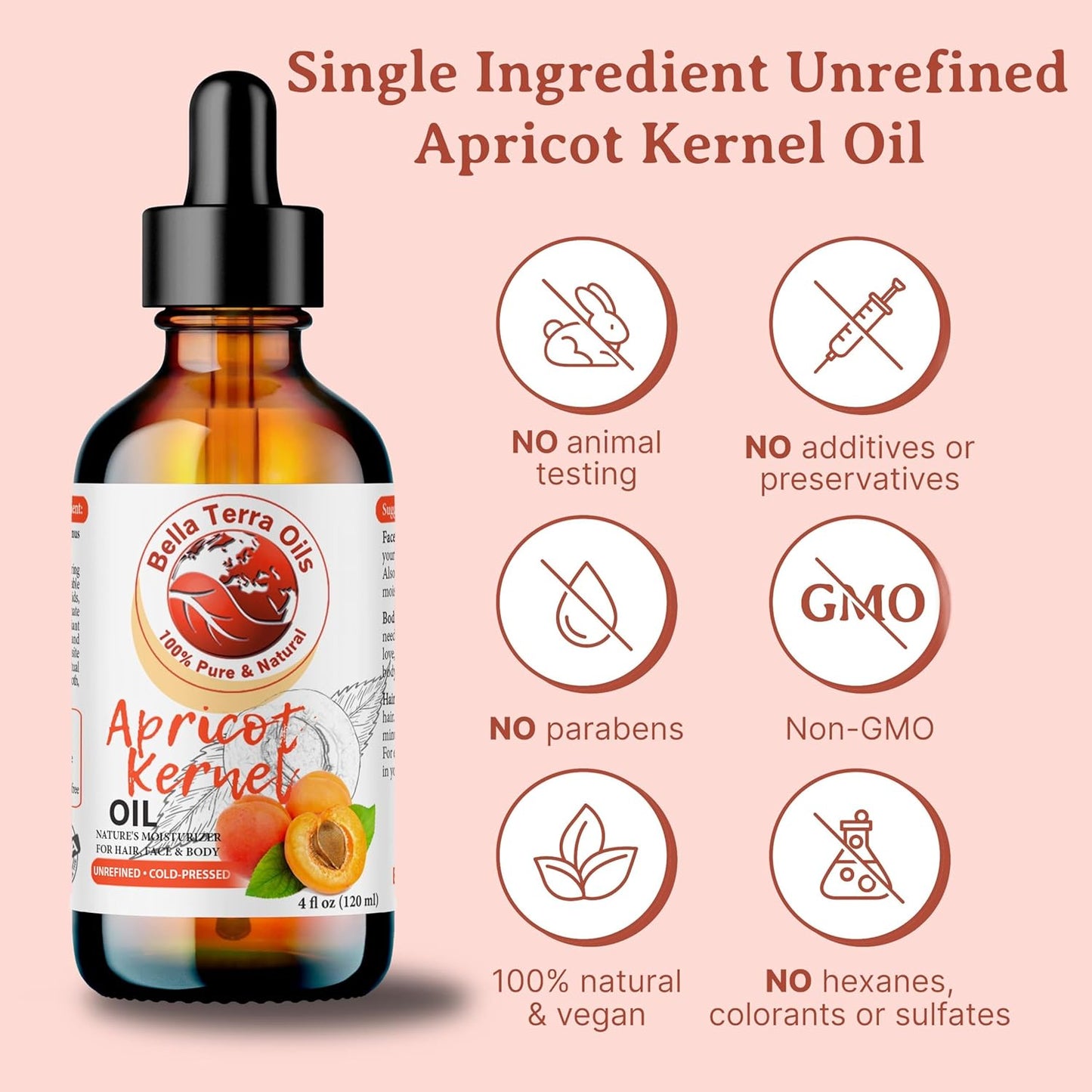 Bella Terra Oils Apricot Kernel Oil – 1gallon, Vitamin-Rich, Gentle Hydration for Radiant Hair & Soft Skin, Light & Non-Greasy