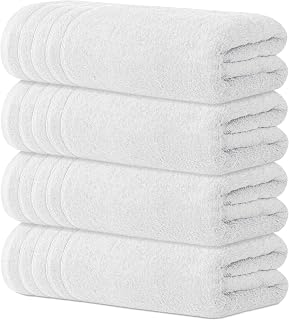 Avalon Towels Bath Towels Set of 4, Size 30 x 60 Inches - 60% Cotton, 40% Viscose Made from Bamboo, Soft and Absorbent, Quick Drying, Lightweight, Perfect for Daily Use