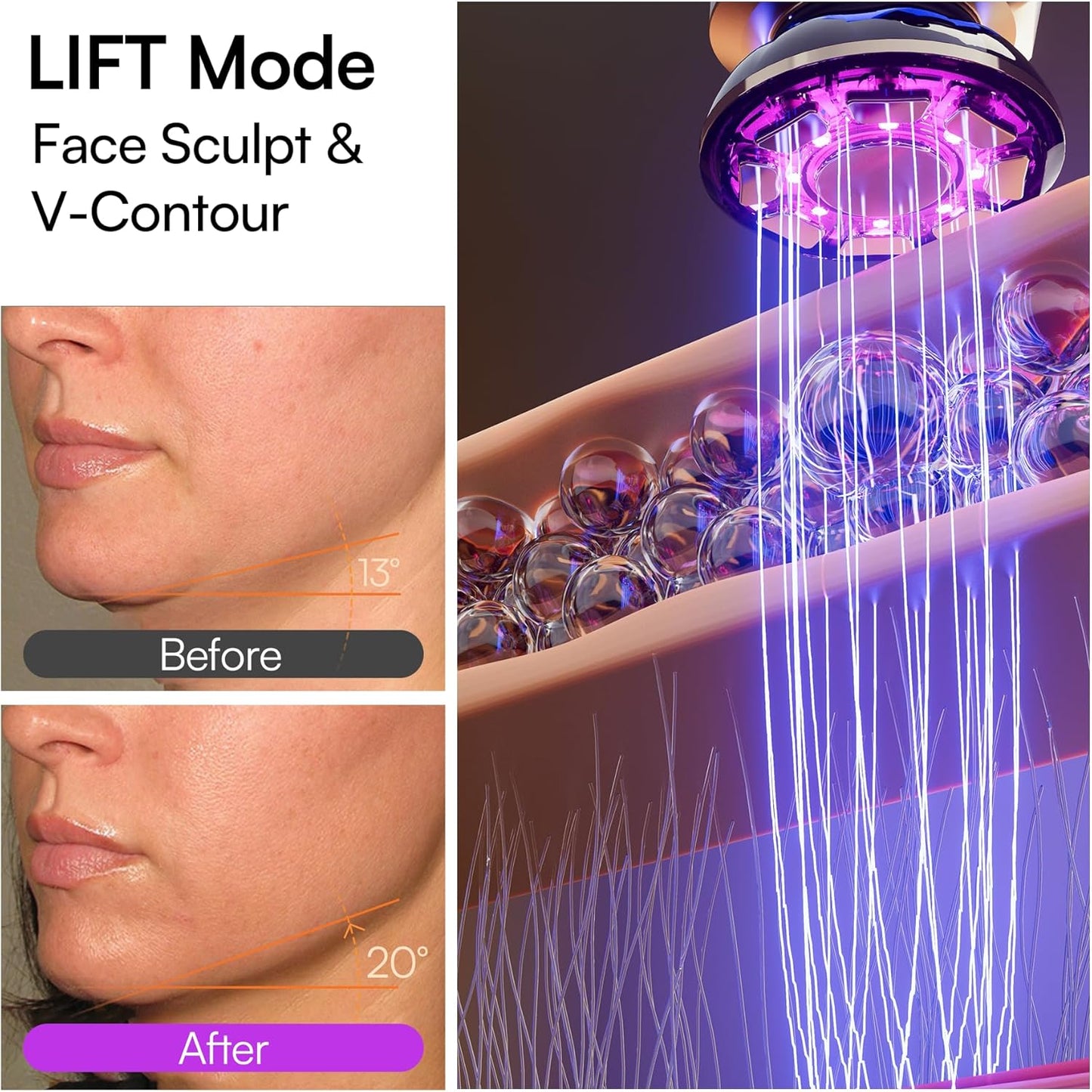 INIA 3-in-1 Red Light Therapy for Face and Neck Beauty Device for Puffiness & Skin Firming Skincare Tool (Black)