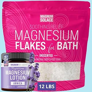 Arnica Nighttime Magnesium Cream, Plus 12 LBS Magnesium Flakes for Bath