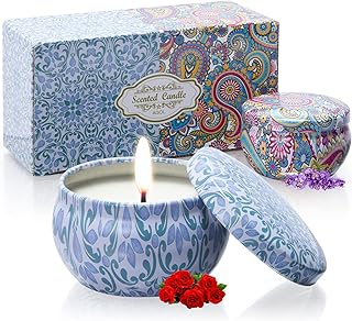 2 Pack Scented Candles, 2.5 oz Aromatherapy Candles for Home Scented, Natural Soy Candles with Floral Scents, Portable Small Jar Candle Set for Travel, Spa, Bath, Yoga, Home Decor Candle