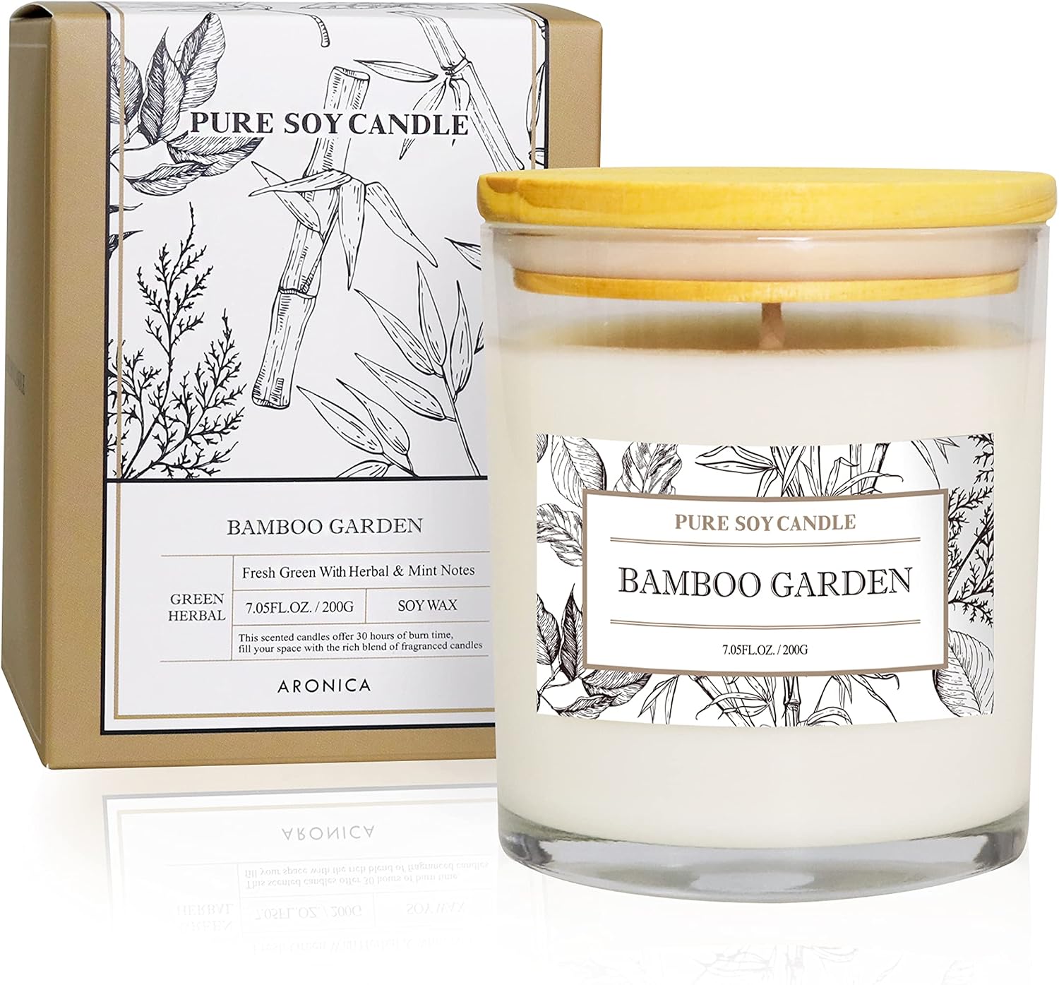 Aronica High End Hostess Gifts for Woman, Bamboo Jasmine Candle, Soy Candles for Home Scented, Non Toxic New Home Candle, Natural Summer Candles