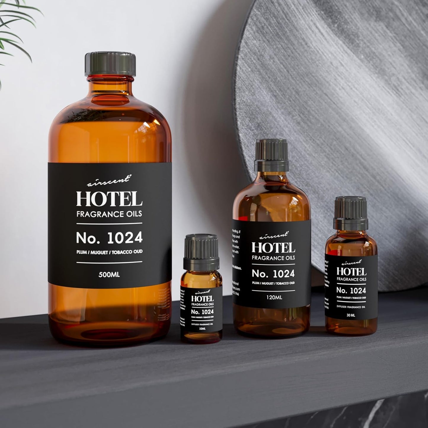 AirScent Hotel Diffuser Oil No. 1024 Inspired by JW M Hotel - Plum Muguet Tobacco Oud - Hotel Scent Dupe - Premium Fragrance Oil for Ultrasonic and Waterless Diffusers and Crafting - 10 ml, 0.34 fl oz