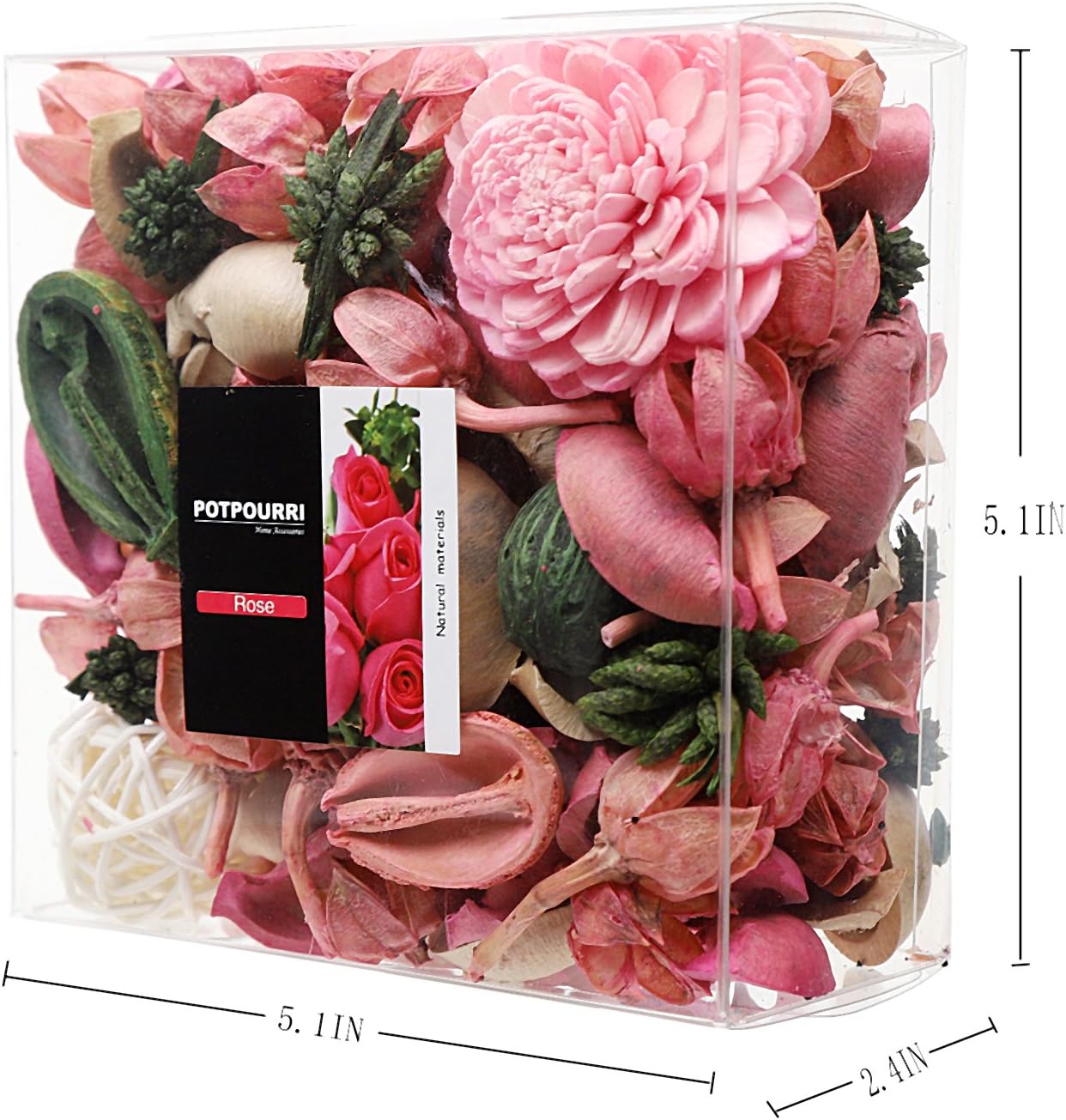 Qingbei Rina Spring Potpourri,Rose Scented Potpourri Bowl Filler Dried Flower,Pink Decorative Popery,Home Fragrance Perfume,Bathroom Decor,9.8 Oz