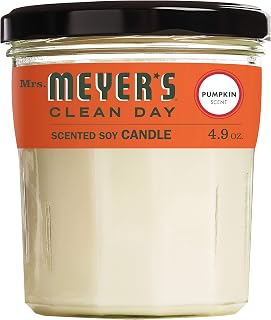 MRS. MEYER'S CLEAN DAY Soy Aromatherapy Candle, 25 Hour Burn Time, Made with Soy Wax and Essential Oils, Pumpkin, 4.9 oz