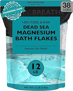 Aromasong Dead Sea Magnesium Flakes for Bath - 16,325 Mg Magnesium Chloride per Bath - Superior Alternative to Epsom Salt - Used as Muscle & Foot Soak - 12 Lb Bulk Bag