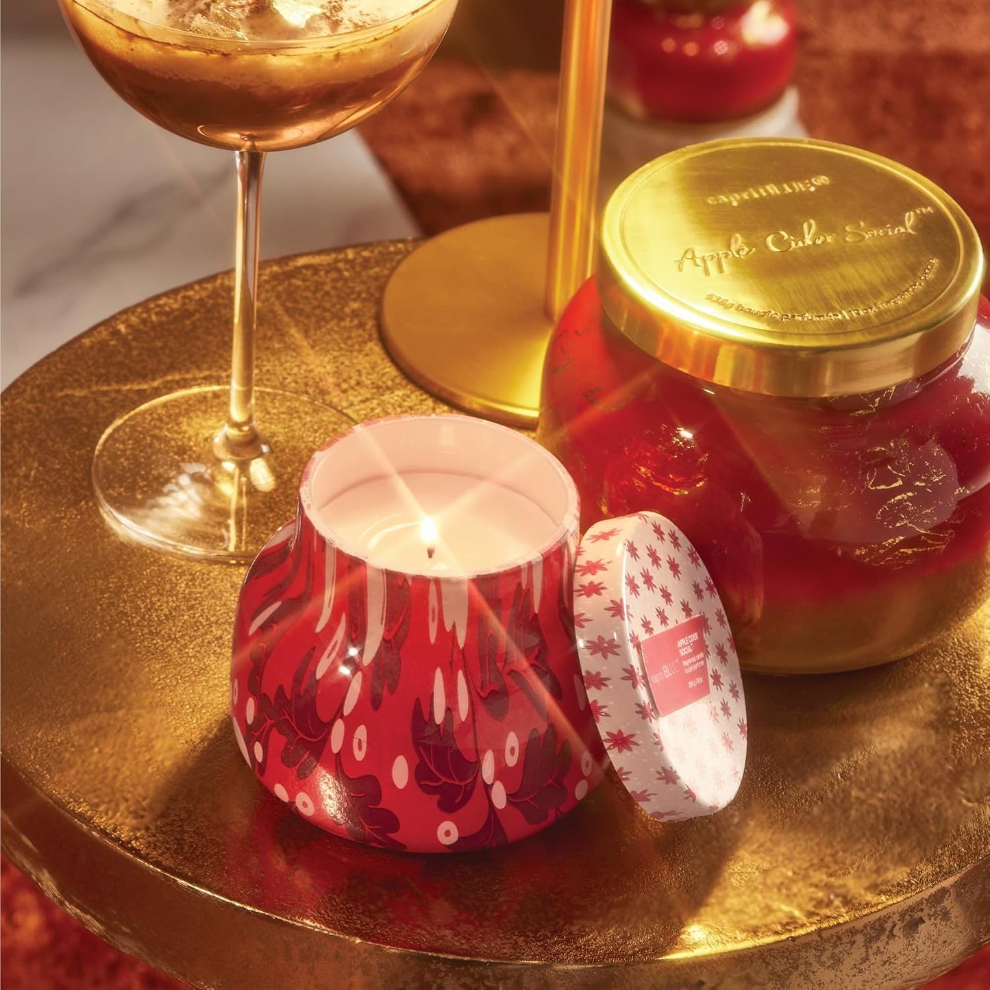 Capri Blue Pattern Play Signature Holiday Candle, Luxury Scented Candle for Home, Long Lasting Soy Wax Blend, Comes in Decorative Glass Jar (Apple Cider Social, 8 Oz)