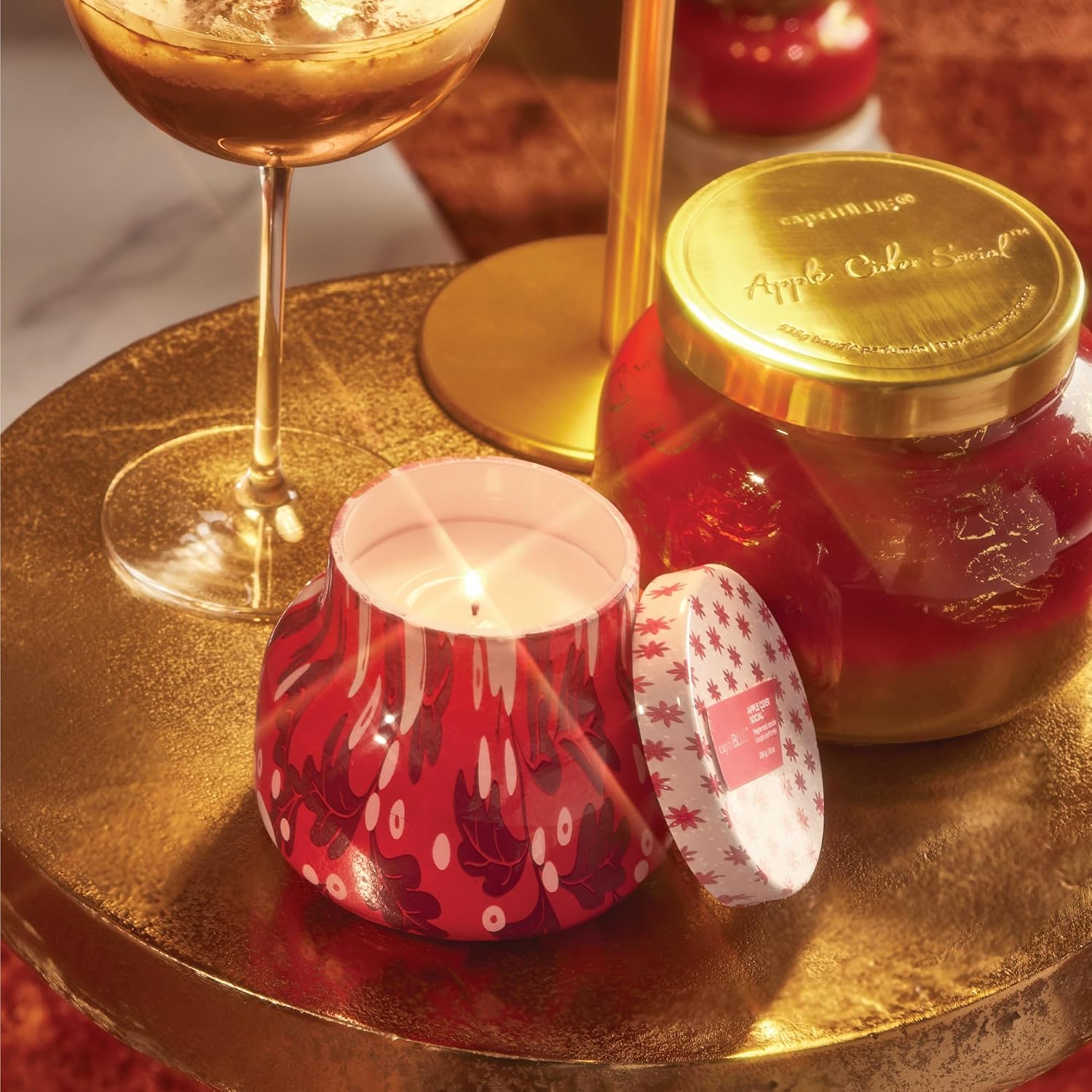 Capri Blue Pattern Play Signature Holiday Candle, Luxury Scented Candle for Home, Long Lasting Soy Wax Blend, Comes in Decorative Glass Jar (Apple Cider Social, 8 Oz)