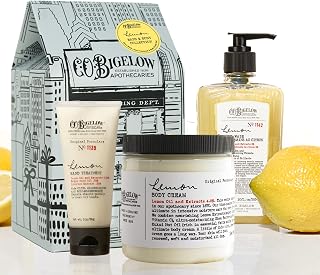 C.O. Bigelow Apothecary Trio Bath & Body Care Gift Set, Lemon Soap, Lemon Hand Treatment & Body Cream, Liquid Hand Wash & Moisturizing Lotions, Set of 3