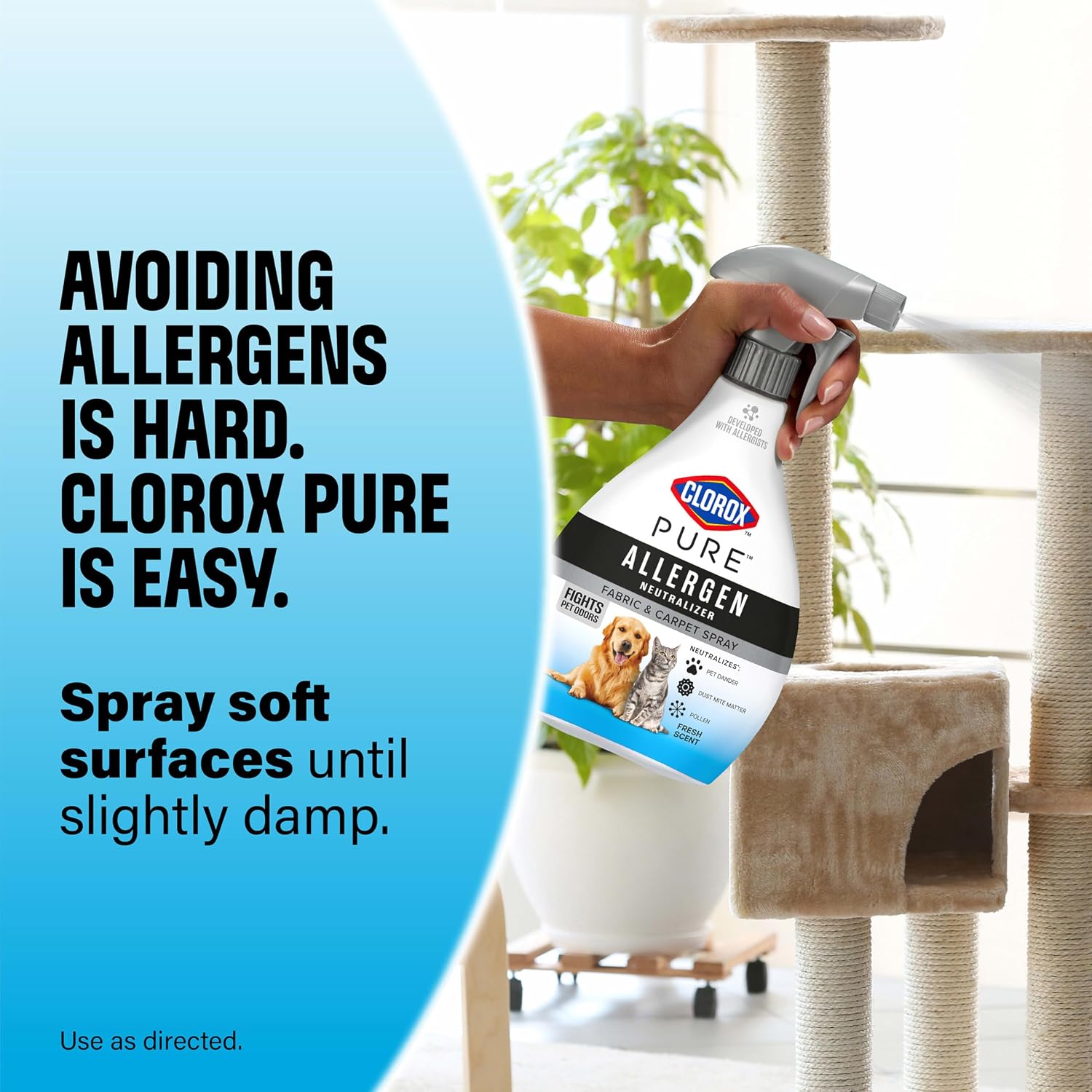 Clorox PURE Allergen Neutralizer Fabric and Carpet Spray, Fights Pet Odors, Fresh Scent, 26 Fl Oz.