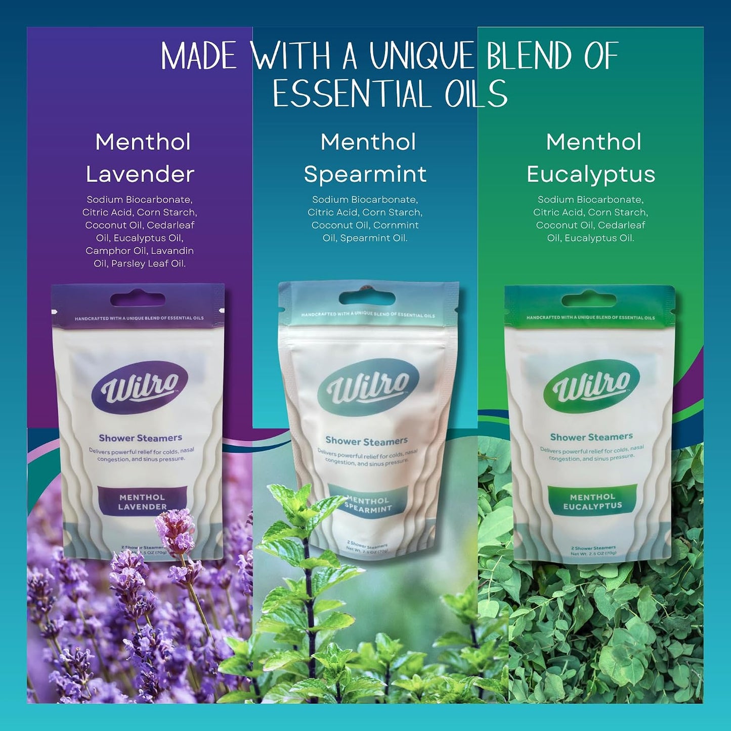 Wilro Soothing, Aromatic Shower Steamers Plus Wilro Bath Salts, 6 Pack