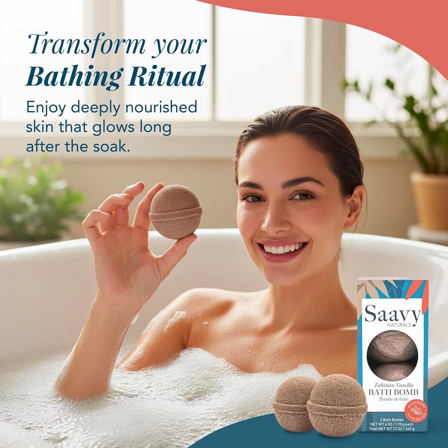 Saavy Naturals Bath Bombs – Relaxing Foaming Fizz Bubbles, Organic Bath Bombs (Pack of 1, 12 Ounce, Tahitian Vanilla)