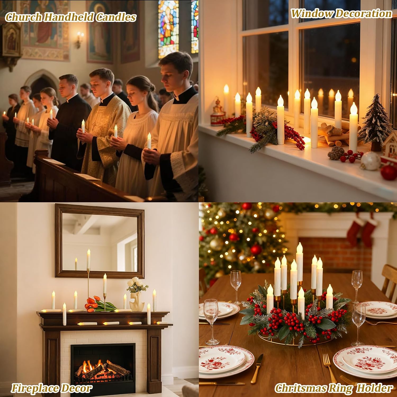MUMCHASI 24 Packs Flameless Taper Candles Battery Operated Candlestickes Electric LED Candles Flickering Christmas Candlesticks Warm Yellow Light Party Home Decor H: 6 inches No Remote