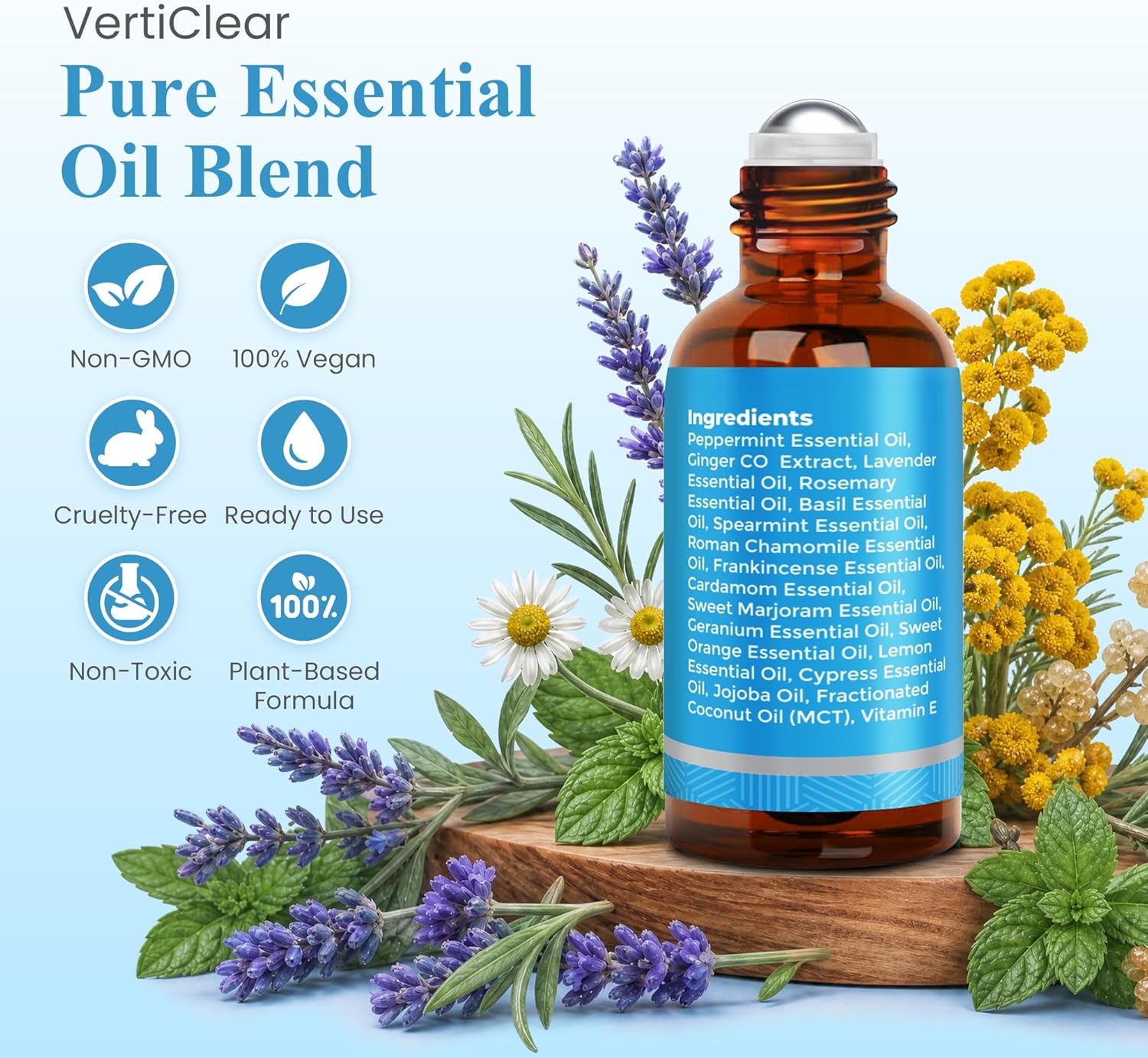 VertiClear Relief Roller (1 oz) | Essential Oils for Inner Balance & Motion Comfort | Supports Dizziness, Lightheaded Feelings & Nausea Sensations | Travel Roll-On | 1 oz (30 mL)