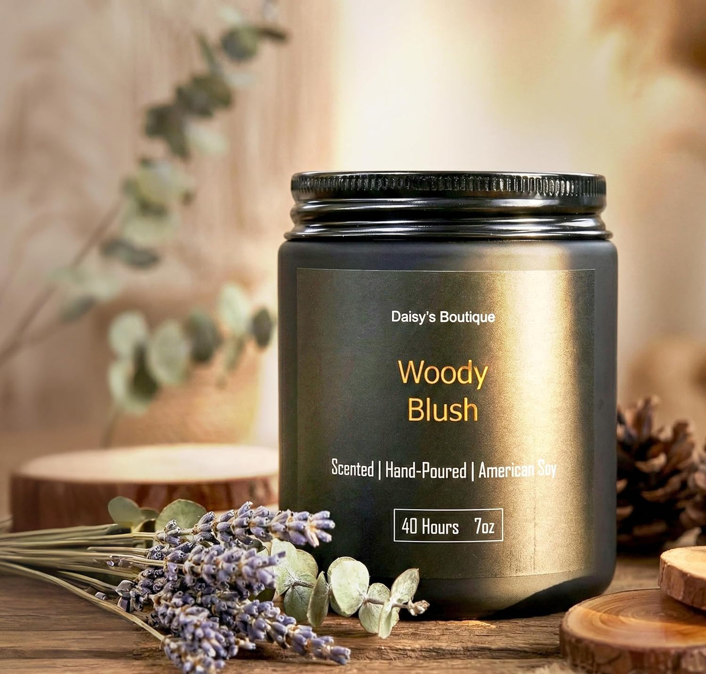 3 Pack Scented Candles for Home Aromatherapy Candle Gift Set Soy Wax Long Lasting Gift Birthday Mother's Thanksgiving Day Present (Black Jar (Sandalwood + Woody Blush + BlackCedarJuniper))