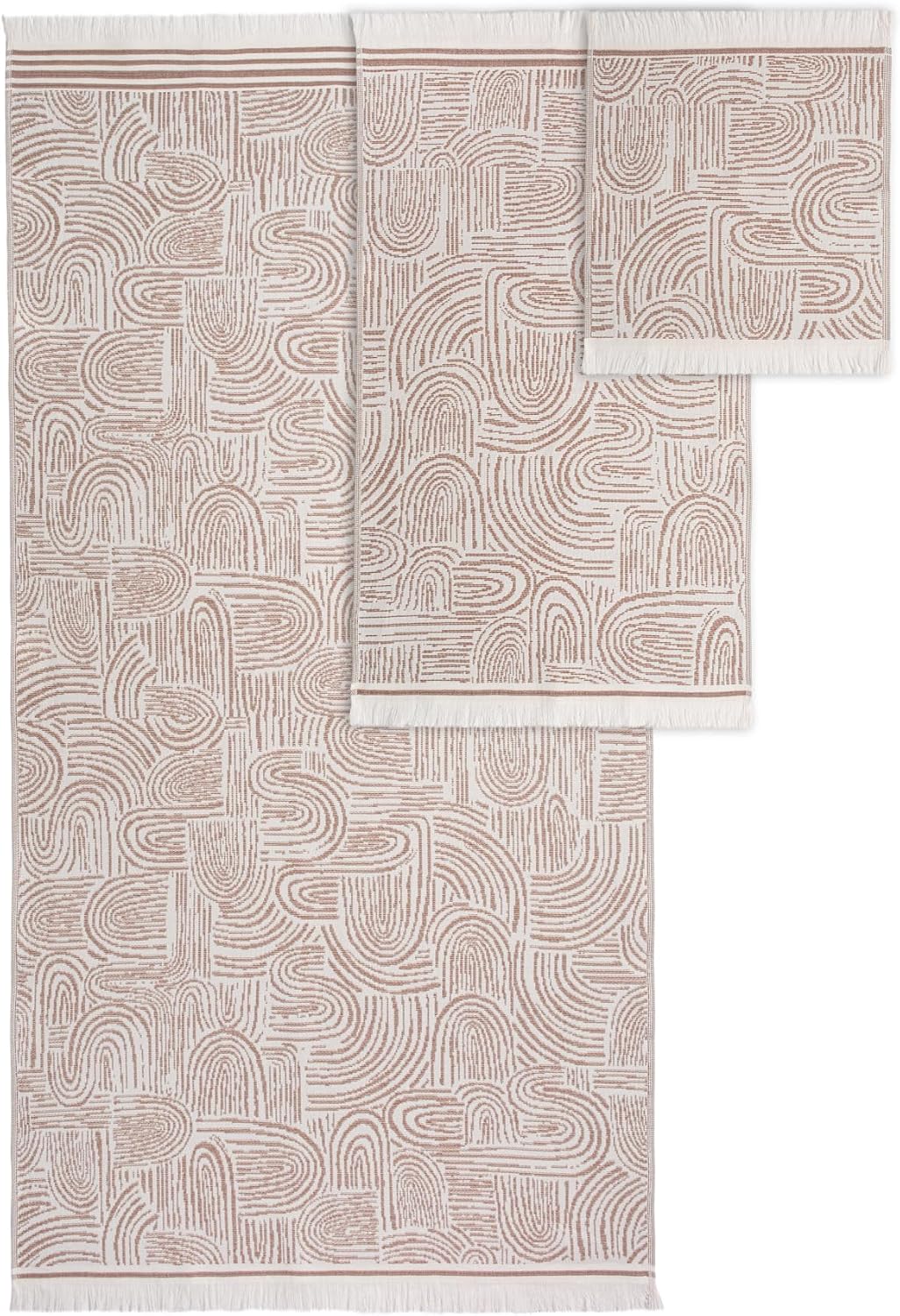 SOFE H&L | Arcana Luxury Turkish Cotton Towels Set of 6 (2 Bath Towels 2 Hand Towels 2 Wash Cloths) Macaron & Coffee | Thin Bath Towels, Durable, Absorbent - Hotel Quality Towel Sets for Bathroom