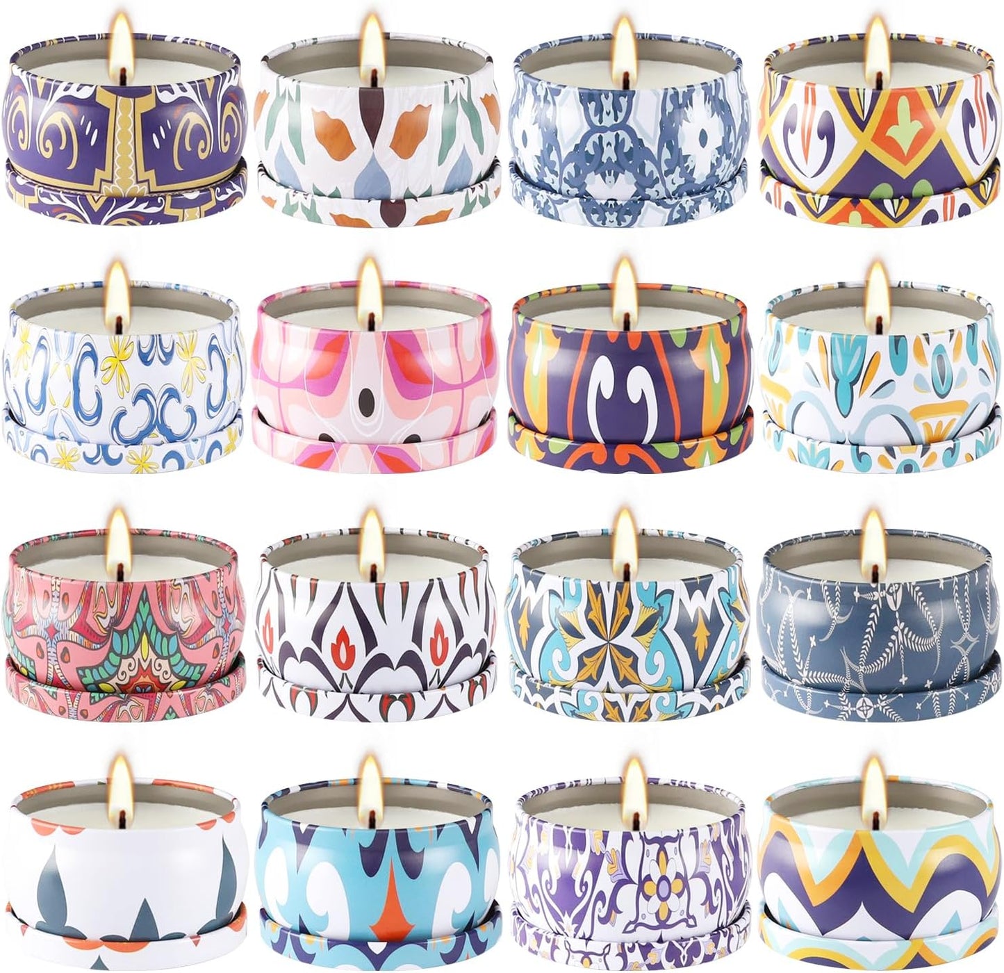 16 Pack Small Scented Candles Set-2.5 oz Aromatherapy Candle 100% Natural Soy Wax-Portable Travel Tin Candle for Woman Home Décor Birthdays Meditation