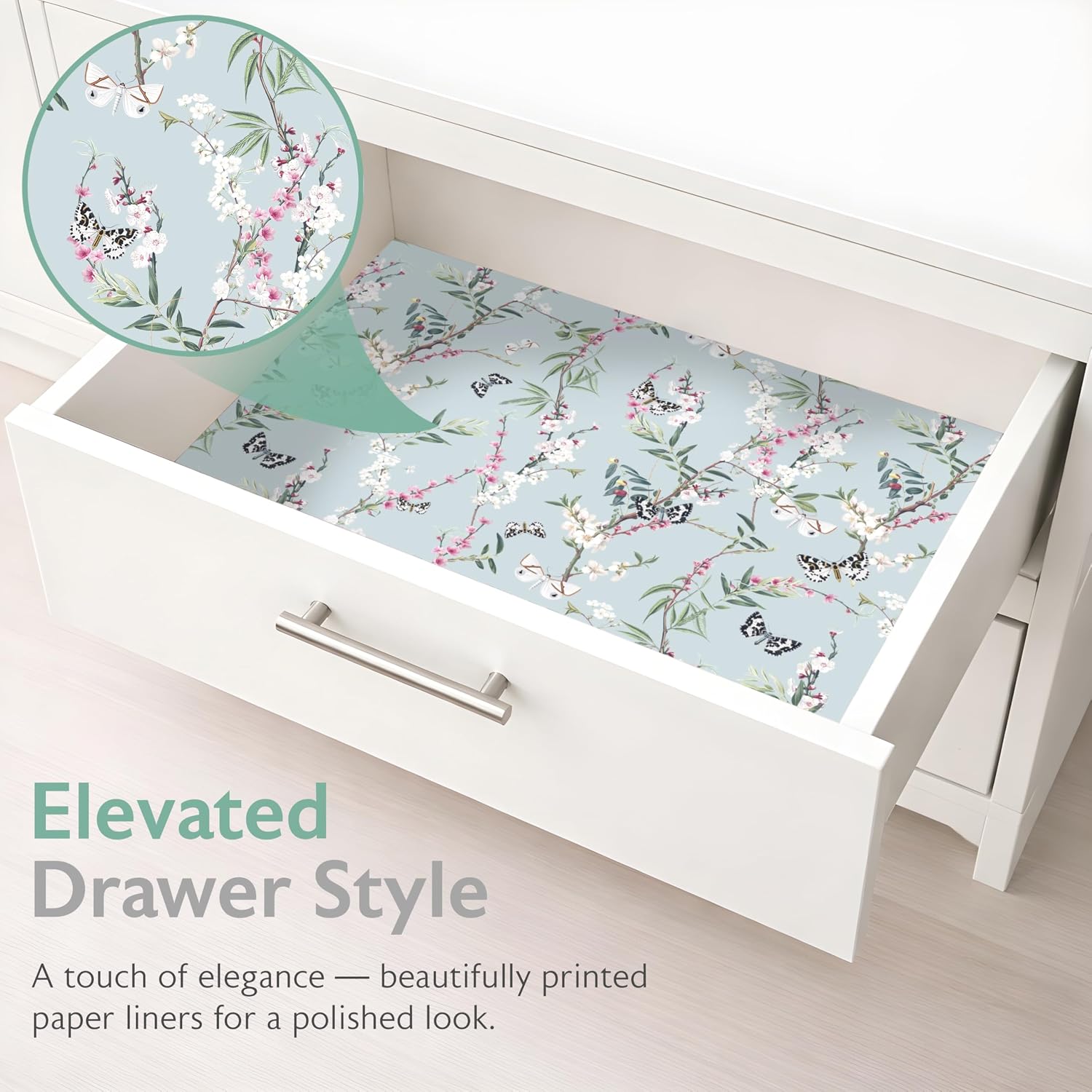 Scented Drawer Liners for Dresser Fragrant Paper Liner for Drawers Cabinet Shelf Linen Closet and Kitchen Scent Liners Non Adhesive (Gardenia Blossoms)
