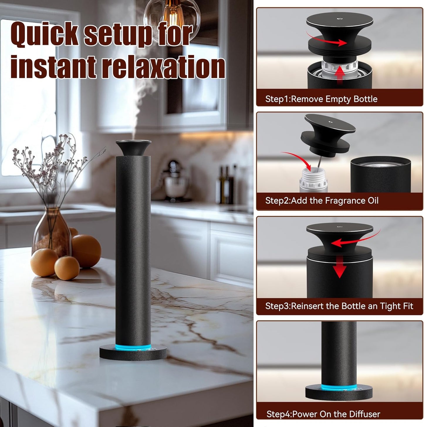 Waterless Diffuser Machine Scent Air Machine Covers 1800 Sq Ft for Home Diffusers Essential Oil Diffusers Studio Scent Diffuser Large Room Fragrance App Remote Control Capacity 3.5 Oz Light Silver