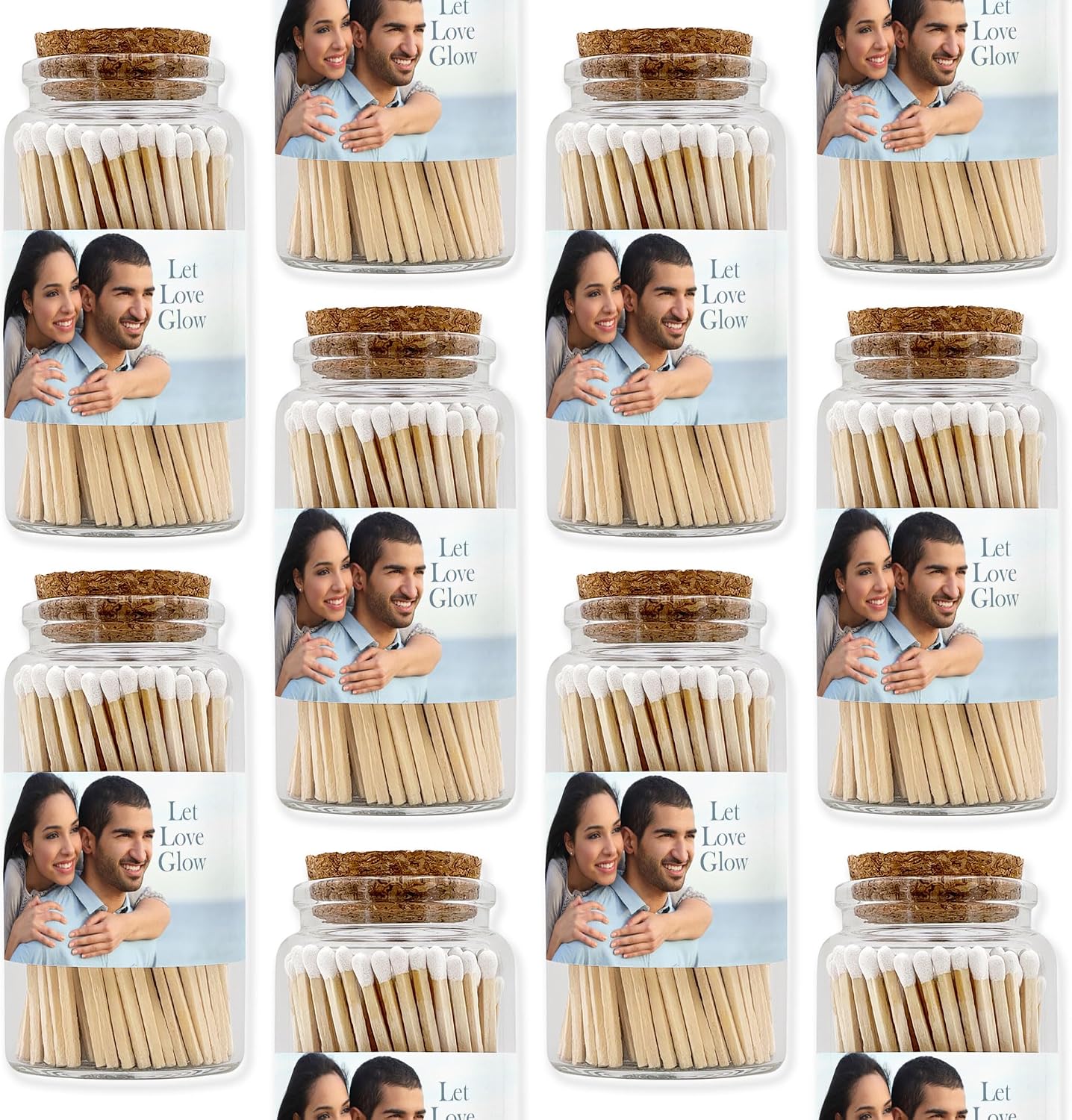 Personalized Custom Matches for Wedding Favors, Birthday Favors, Cigar Bar Matches, Wooden Matches in a Jar with Striker, Long Matches for Candles in Apothecary Glass Jar, Approx. 80 Safety Matches