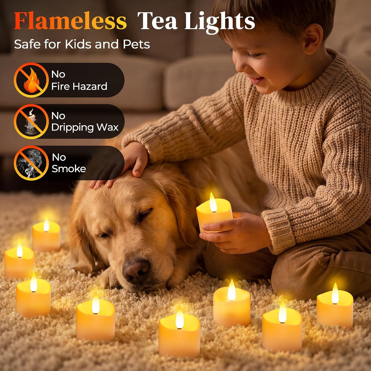 YiaMia 6Pcs Rechargeable Tea Lights with Remote and 24H Cycle Timer