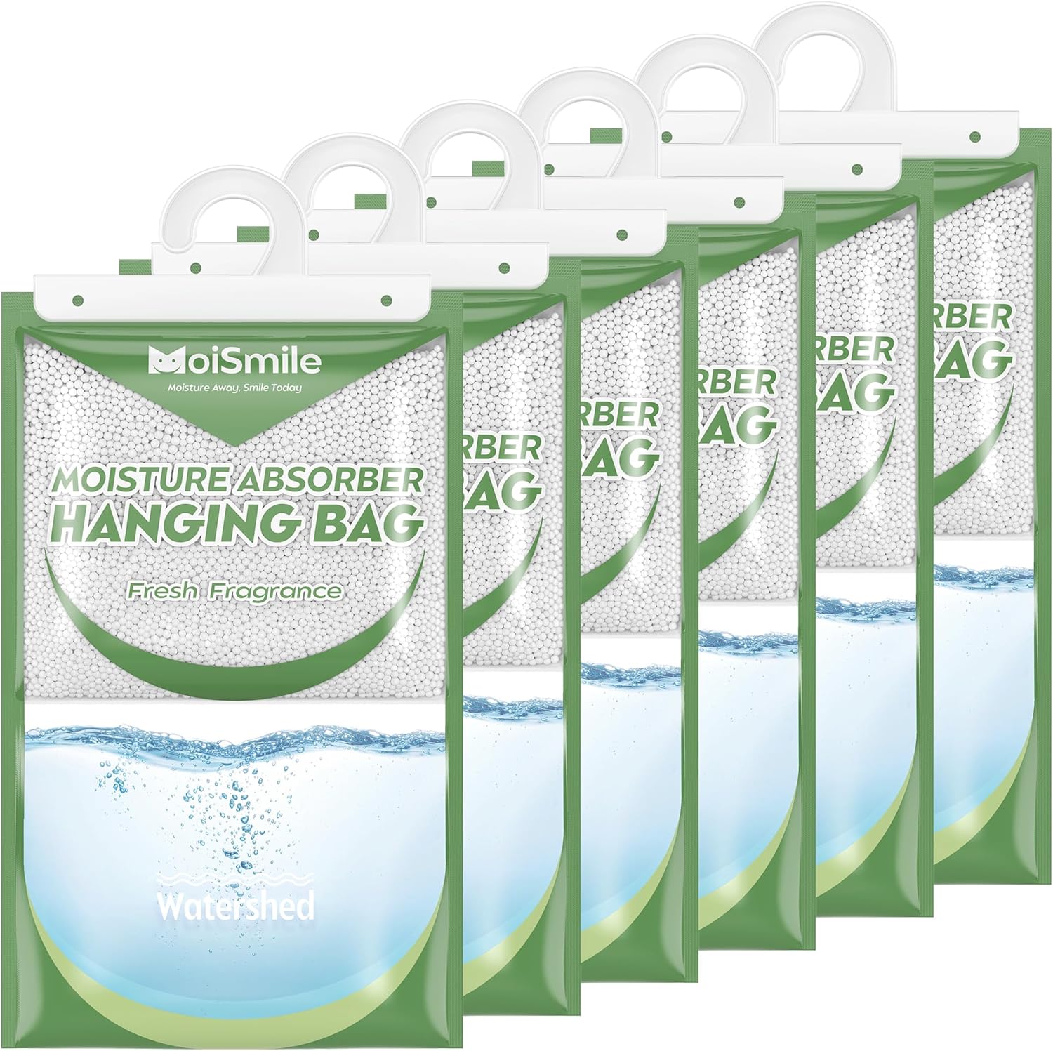 Large Capacity Moisture Absorbers, 17.5oz., Fresh Scent Closet Dehumidifier Bags, Odor Eliminator & Humidity Absorber, Humidity Packs for Bathroom, Bedroom, Basement, Car, RV & Boat, 6 Pack