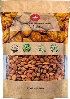 Mighty Apricot USDA Organic Bitter Apricot Kernels(1LB) 16oz, Natural Raw Bitter Apricot Seeds, Vegan, Non-GMO, Gluten Free, Great source of Vitamin B17 and B15, Maximum 3 Kernels/day