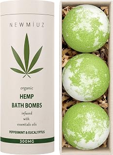 Organic Hemp Bath Bombs Infused Peppermint Eucalyptus Essential Oil Luxurious Bath Essentials Gifts for Dry Skin Immerse Yourself in A Blissful Spa