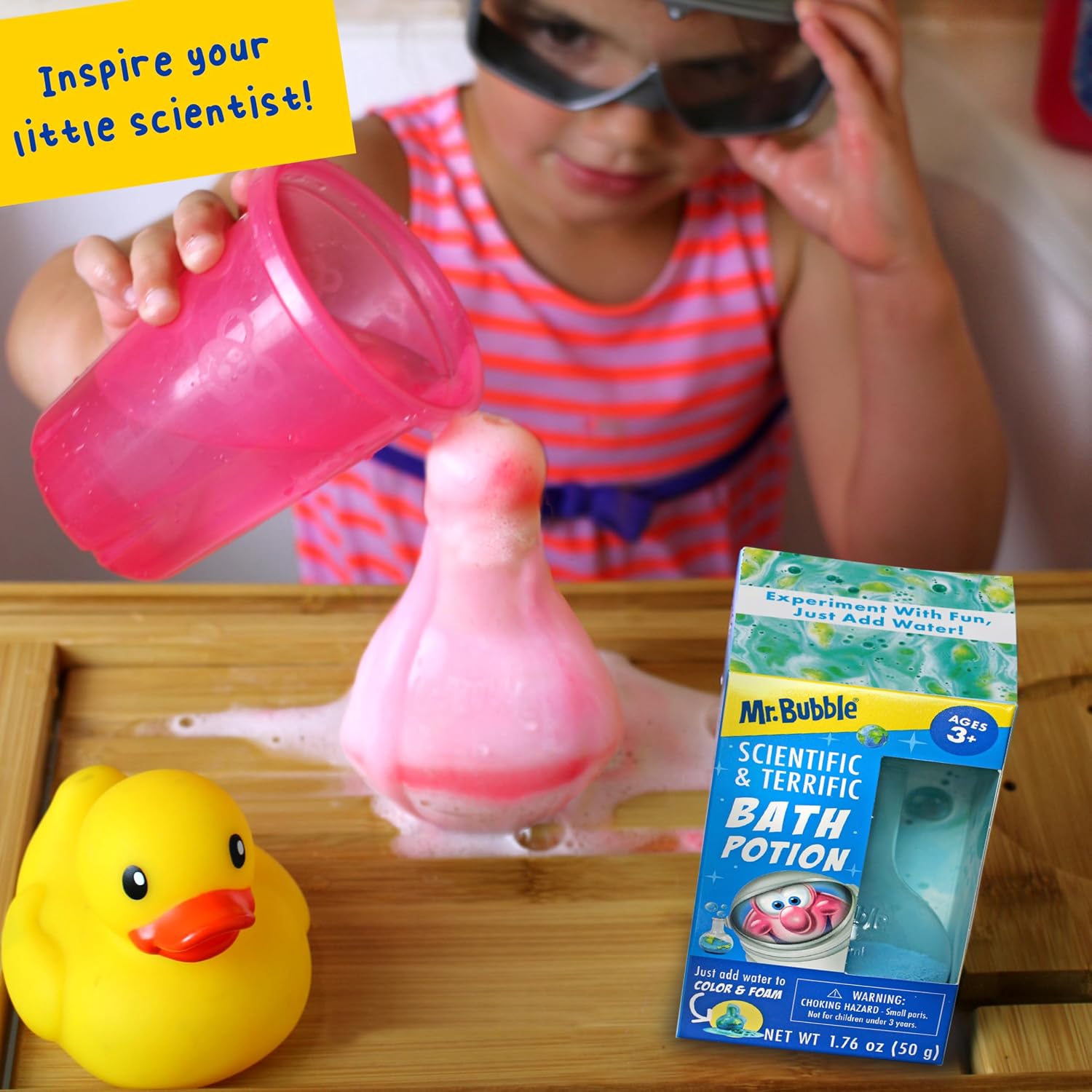 Mr. Bubble Kids Original Bath Bomb Potions - Colorful Fizzy Fun - Cool Foam and Bubble Science Beaker Bath Toys (Pack of 4)