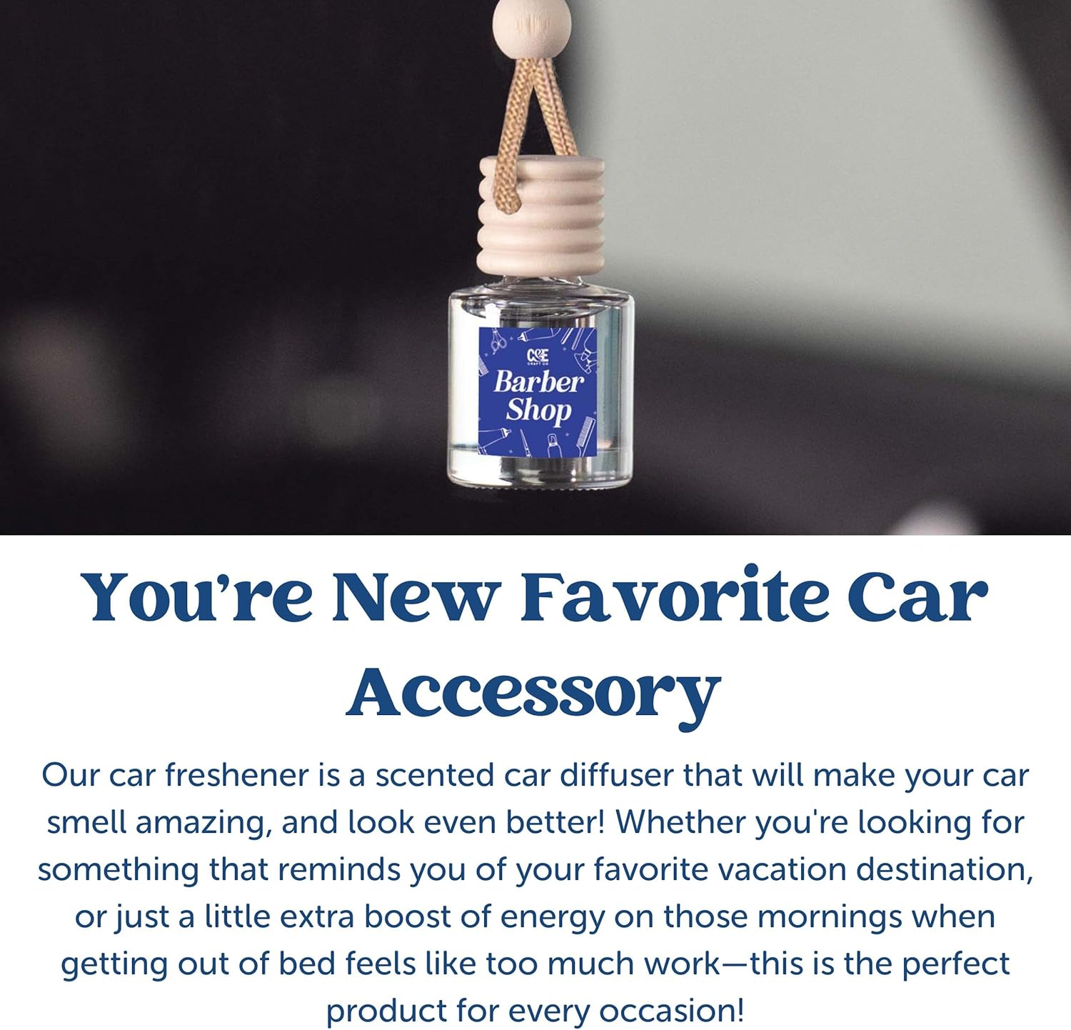 CANDECraftCo Car Air Hanging Fragrance Oil, Car Auto Freshener for Essential Oils, Scents Fragrance Aromatherapy Automobile Diffuser, Long Lasting (Cozy Cashmere)