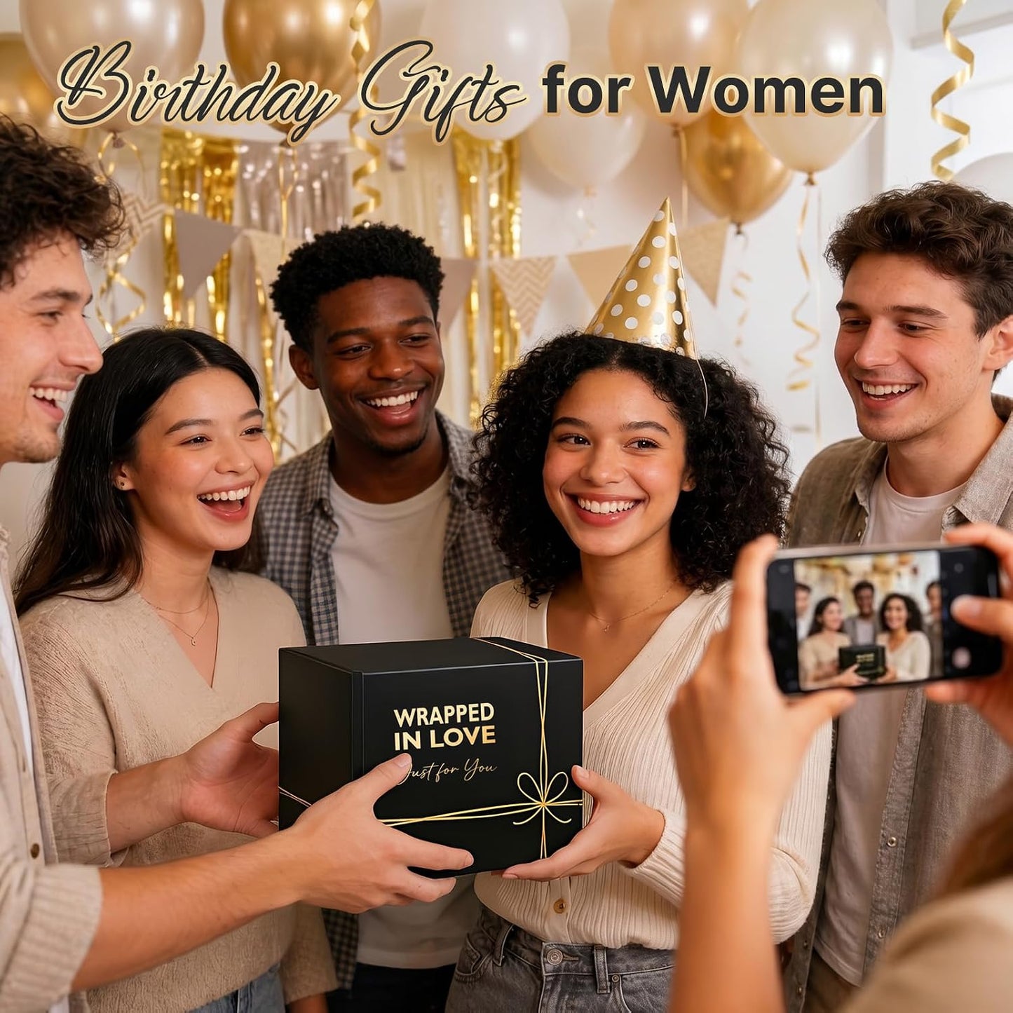 Birthday Gifts for Women Men: Unique Black Self Care Spa Relaxation Basket Set, Christmas, Valentines Day for Her Him Coworker Friend Teacher, Fathers Day for Dad Husband Grandpa Brother Boyfriend