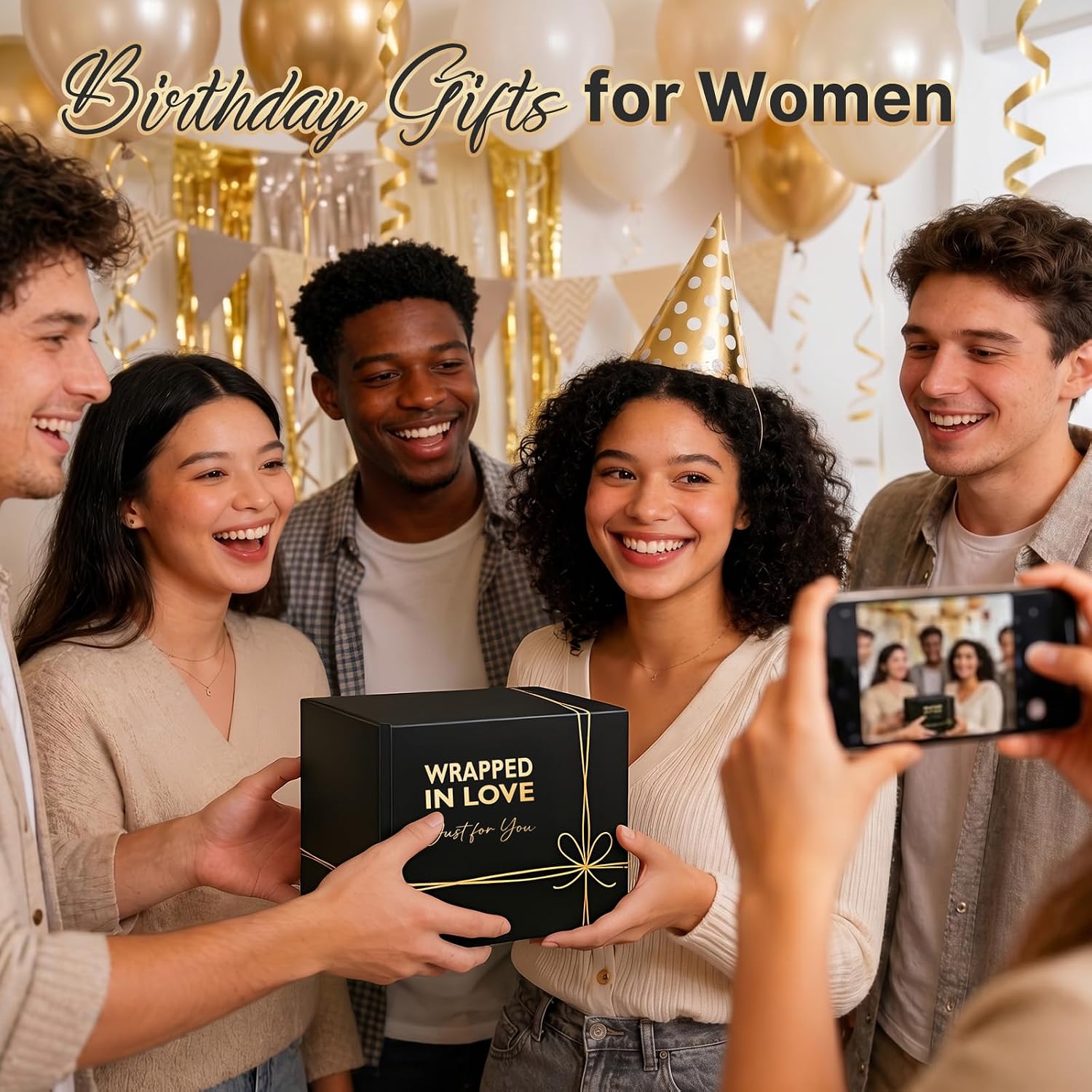 Birthday Gifts for Women Men: Unique Black Self Care Spa Relaxation Basket Set, Christmas, Valentines Day for Her Him Coworker Friend Teacher, Fathers Day for Dad Husband Grandpa Brother Boyfriend