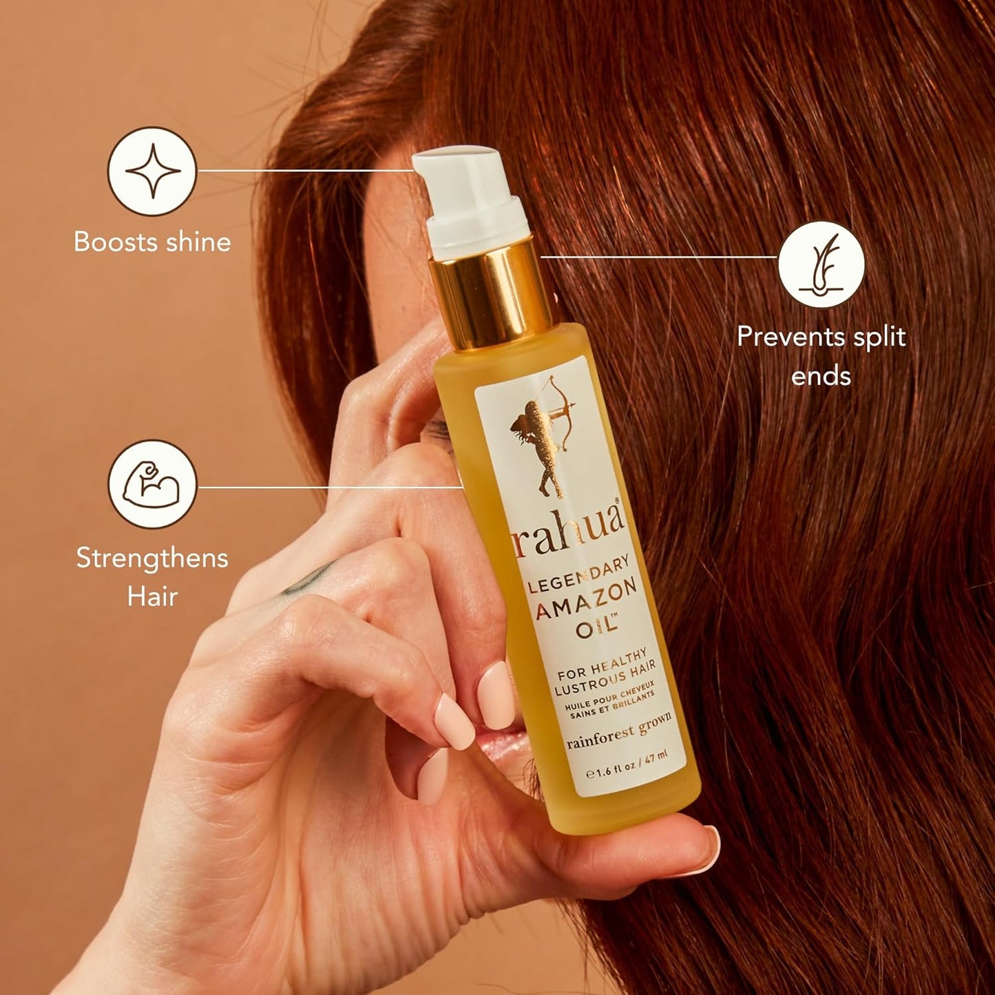Rahua Legendary Amazon Hair Oil – Reduces Split Ends - Plant-Based Frizz Control, Shine Enhancer, and Strengthening Treatment with Concentrated Blend of Amazonian Oils – For All Hair Types – 1.6 fl oz