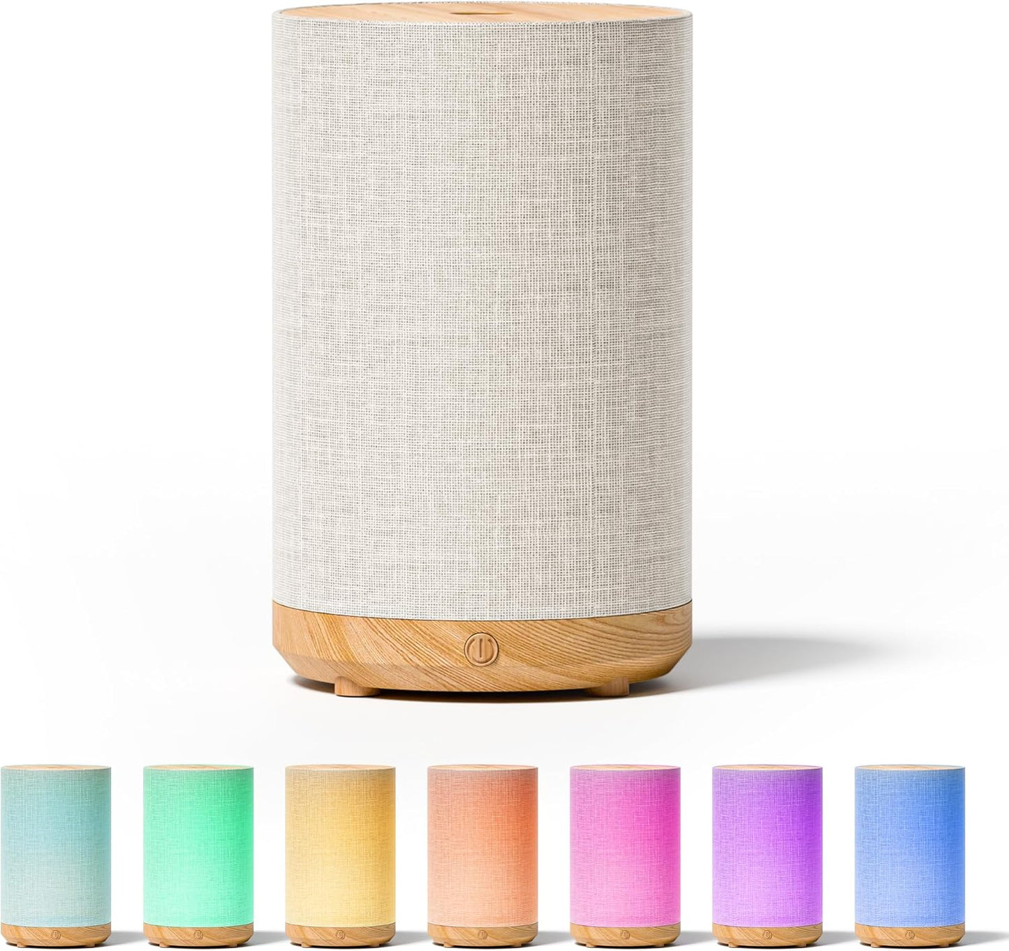 Essential Oil Diffuser with Fabric Cover, Small Portable Aroma Diffuser for Home 120ml, Ultrasonic Aromatherapy Oil Diffuser with 7 Colors LED, Auto Shut-Off Function, Mini Humidifier for Bedroom