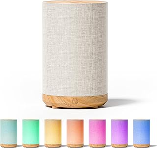 Essential Oil Diffuser with Fabric Cover, Small Portable Aroma Diffuser for Home 120ml, Ultrasonic Aromatherapy Oil Diffuser with 7 Colors LED, Auto Shut-Off Function, Mini Humidifier for Bedroom
