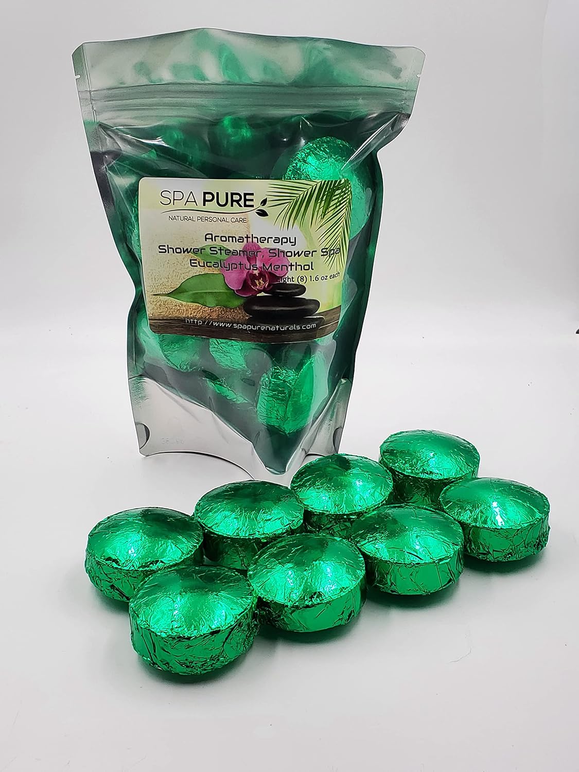 Spa Pure Menthol Aromatherapy Shower: Steamers Tablets Bombs With 100% Natural/Organic Essential Oils - Transform Your Shower - Transform Your Mood (Count of 8) Pack of 1