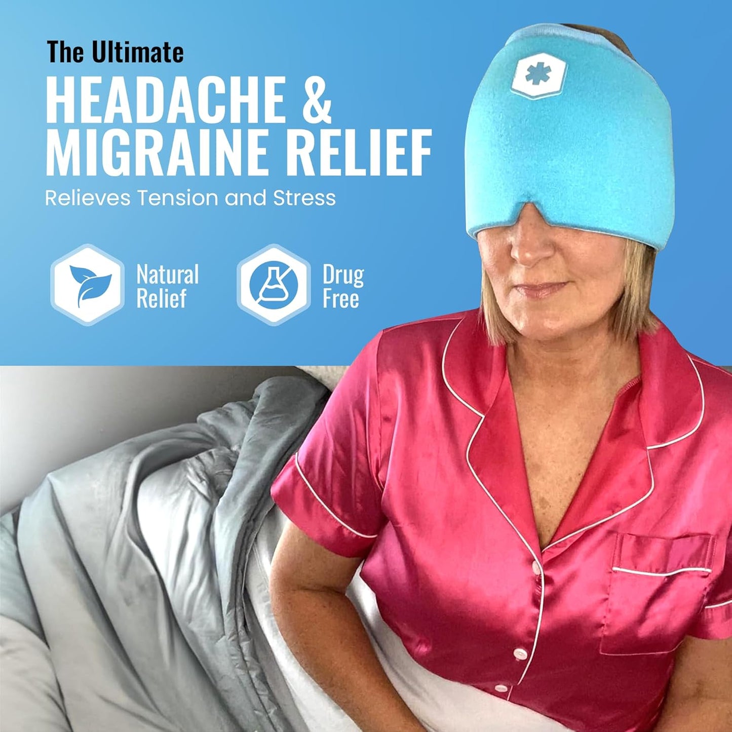 ICEWRAPS Migraine Cold Cap | Form-Fitting Migraine Relief Cap | Headache Relief Cap with 360° Head Coverage | Migraine Relief Products | Sinus Relief | Cold Therapy Headache Cap | FSA-HSA Eligible