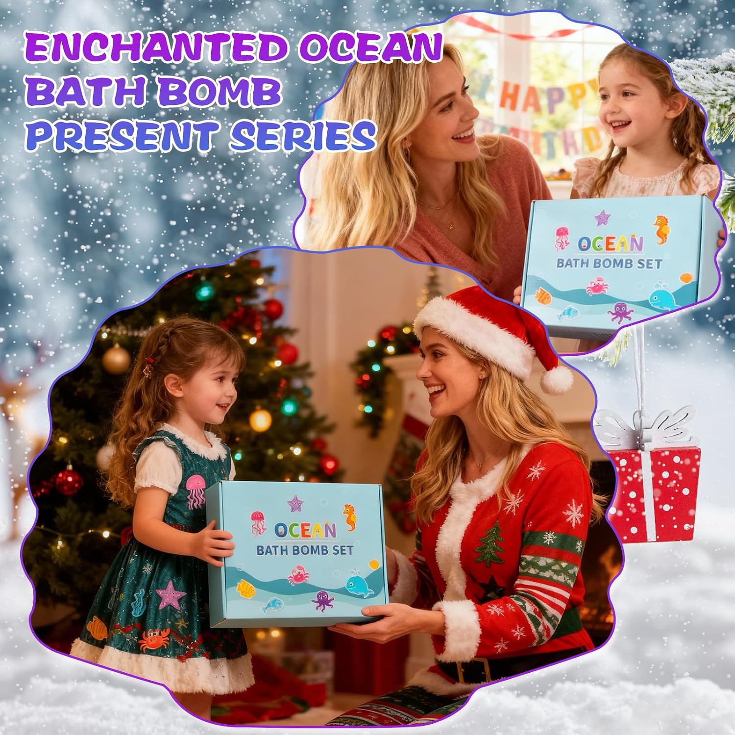 Bath Bombs for Kids Girls,Bath Toys for Kids, 6PCS XXL Mermaid Bath Bombs with Surprises - A Magical Bath Time Experience(Sea Animals)