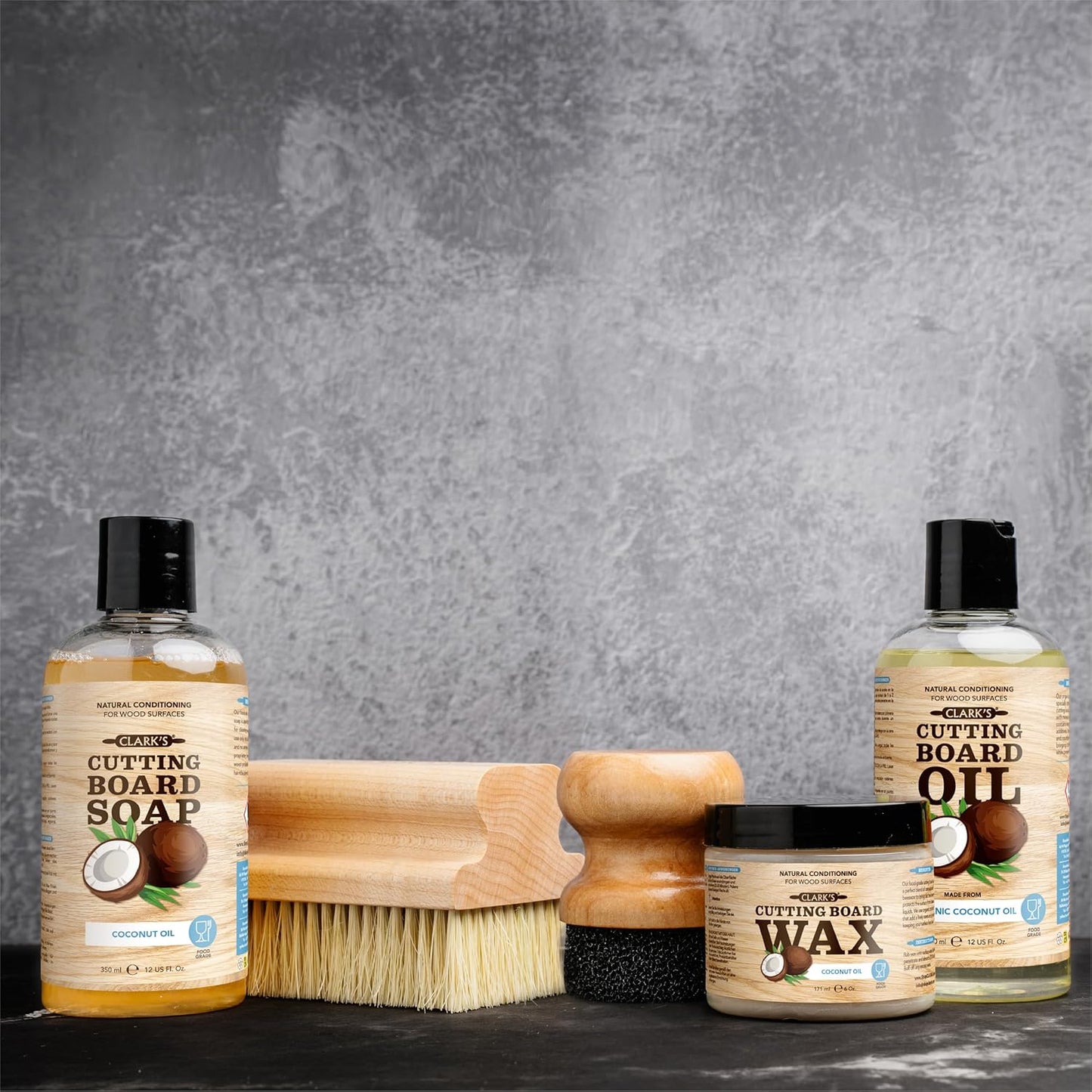 CLARK'S Cutting Board Wax - 2-in-1 Wood Butter & Organic Coconut Oil with Beeswax for Wooden Kitchen Utensils – Butcher Block Conditioner for Charcuterie & Cutting Boards – Made in USA, 6oz
