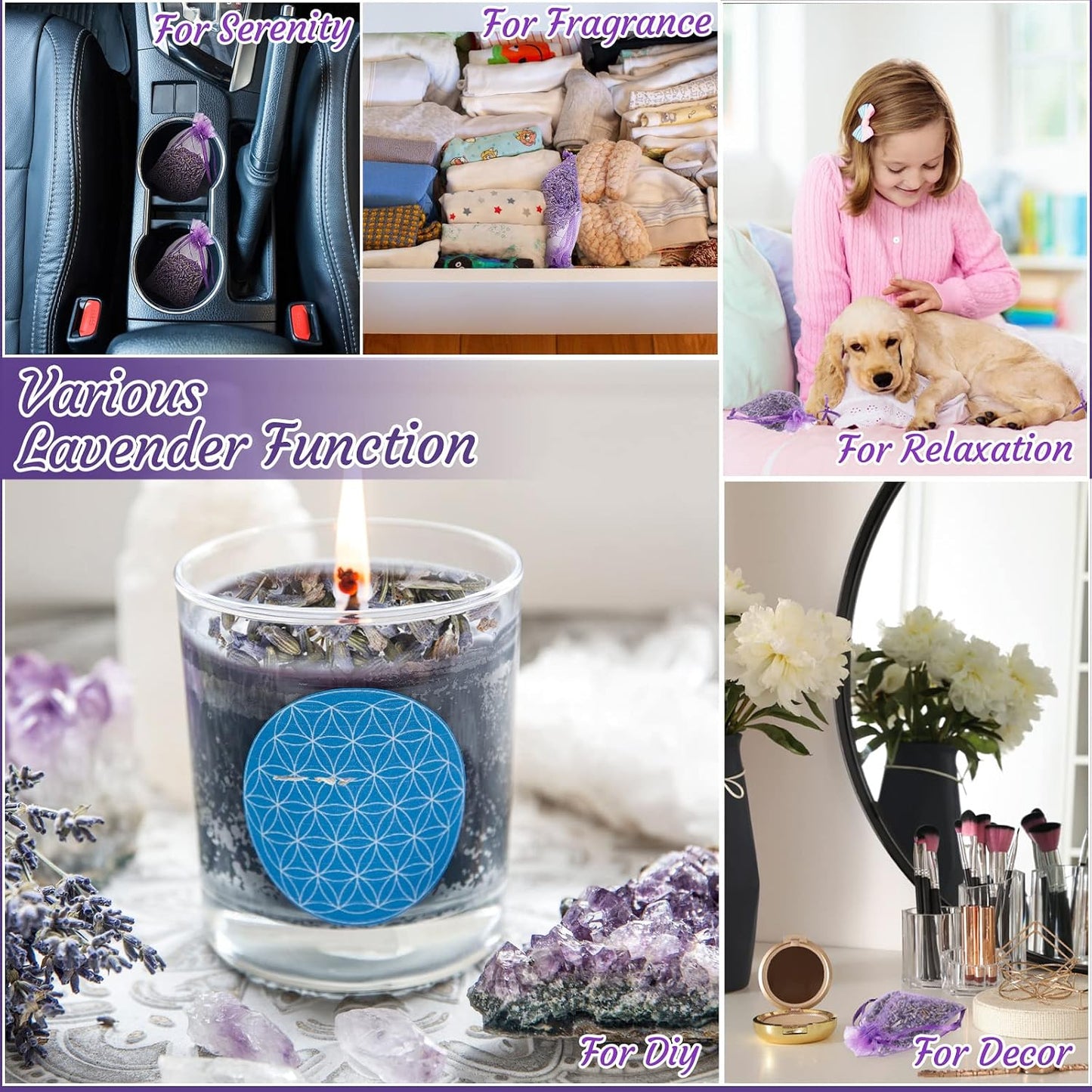 Demissle 160 Pcs Purple Lavender Sachets Bags Bulk French Lavender Sachets for Drawers and Closets Home Fragrance Dried Flower Bridal Shower Wedding Favors Car
