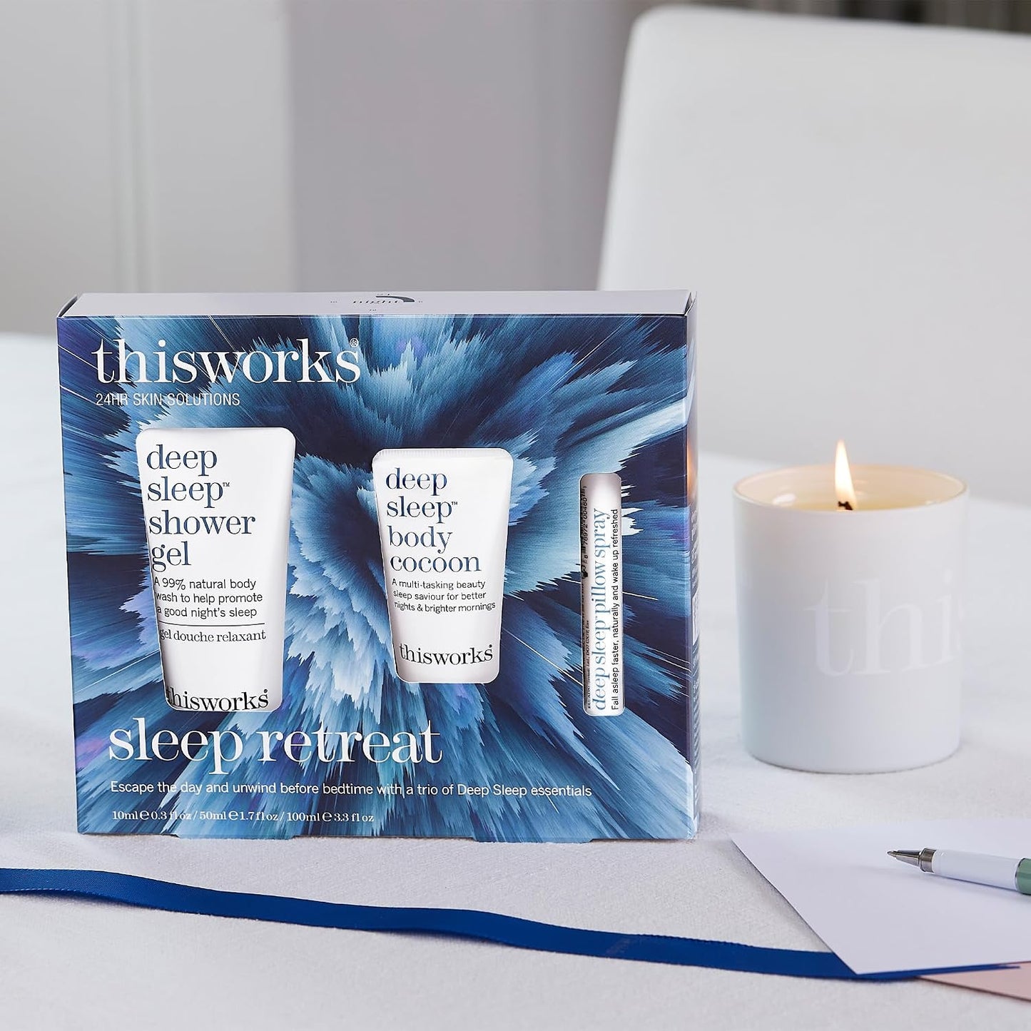 thisworks Sleep Retreat Box Gift Set: Deep Sleep Pillow Spray, Body Moisturizer and Shower Gel. Travel set to Promote Sleep with Lavender, Camomile and Vetivert