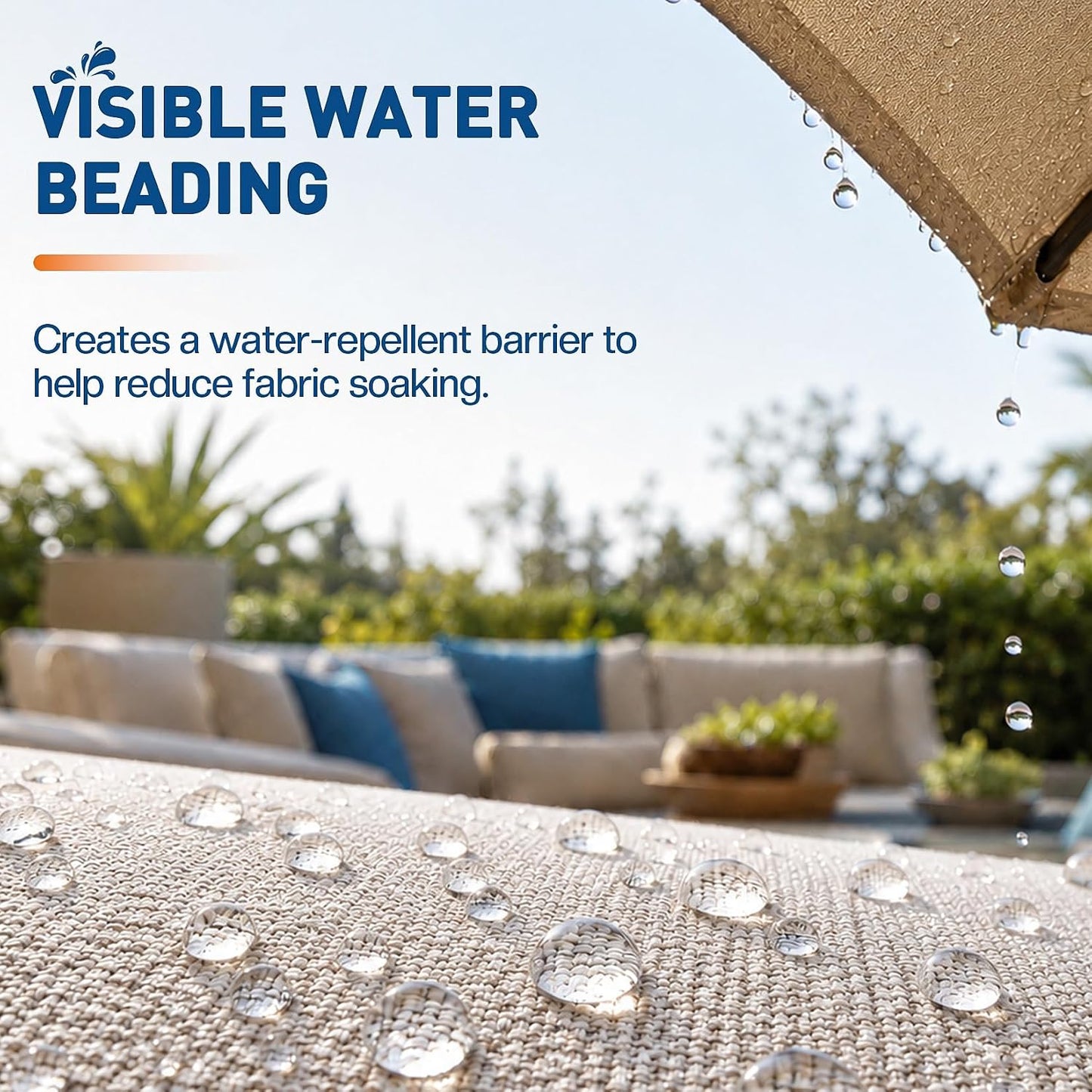 Outdoor Fabric Protector Spray: Heavy Duty Water-Repellent & UV Resistant for Patio Decor Cushions Upholstery Furniture Umbrellas - Invisible Sun and Water Shield, 12.8oz