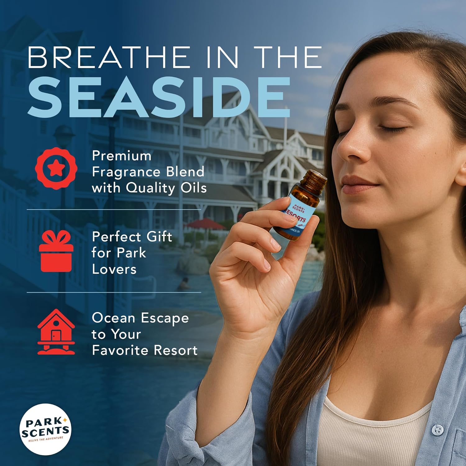 Park Scents Resorts – Floridian Theme Park Luxury Hotel Fragrance Oil – Clover, Aloe, Citrus & Daisy Scented Essential Oils for Diffusers, Home, Aromatherapy, Gifts for Women, Sister, Hostess (10ml)