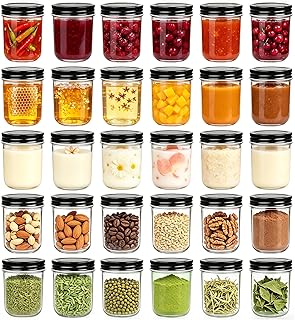 QAPPDA 6oz Glass Jars With Lids,Small Mason Jars Wide Mouth,Mini Canning Jars With Black Lids,Kitchen Storage Jars For Honey,Jam,Jelly,Baby Foods,Wedding Favor,Shower Favors,Spice Jars Set of 30